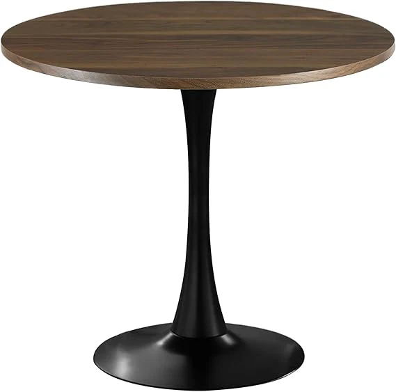 Round Dining Table Mid-Century Tulip Table with Metal Pedestal Base