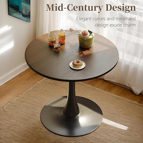 Round Dining Table Mid-Century Tulip Table with Metal Pedestal Base - Image 3
