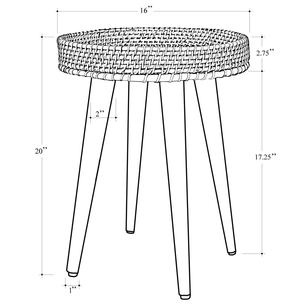 Round Natural Bamboo & Cane Woven Accent Table - Image 5