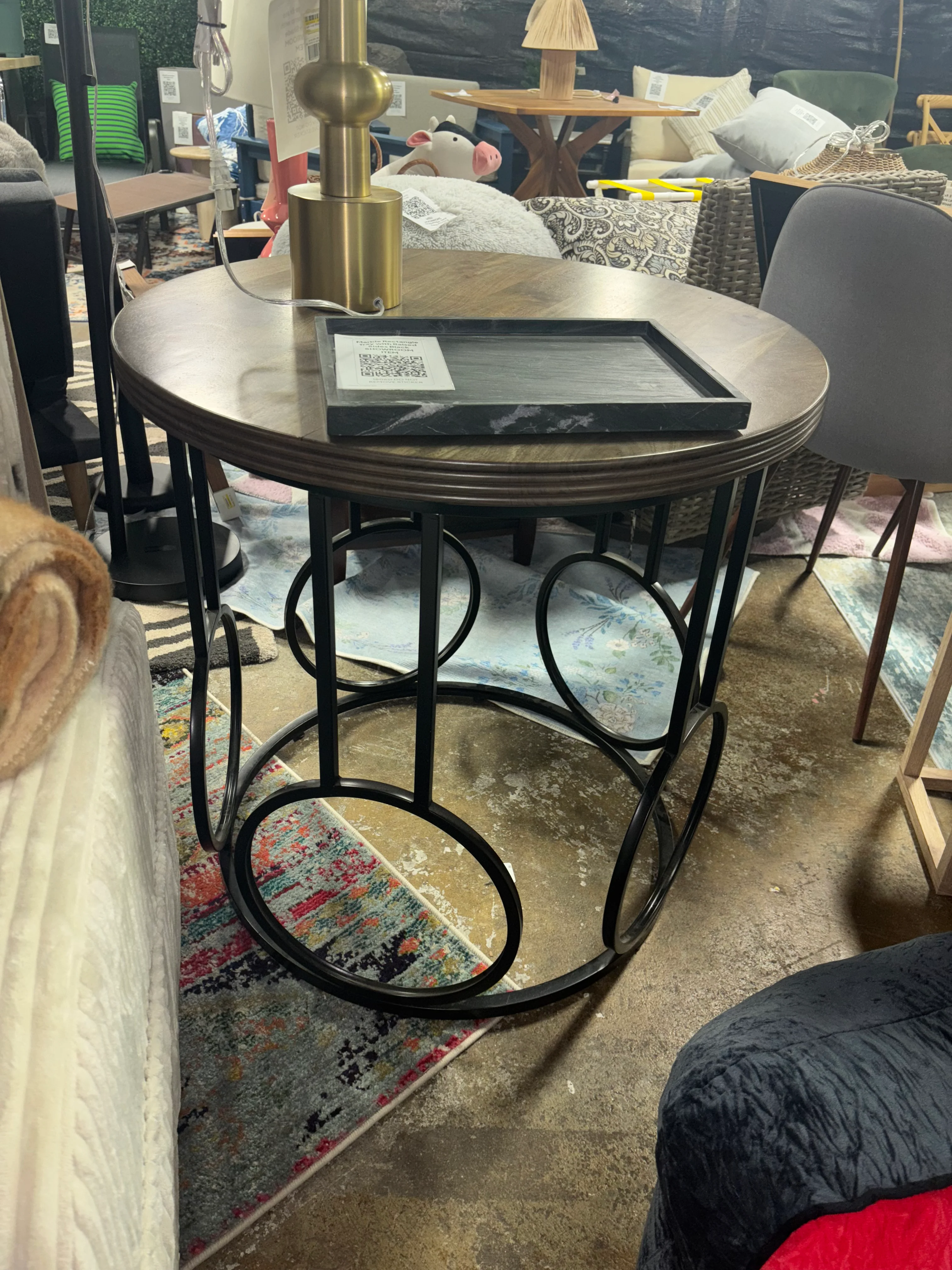 Round Side Table Brown SHOWROOM ITEM