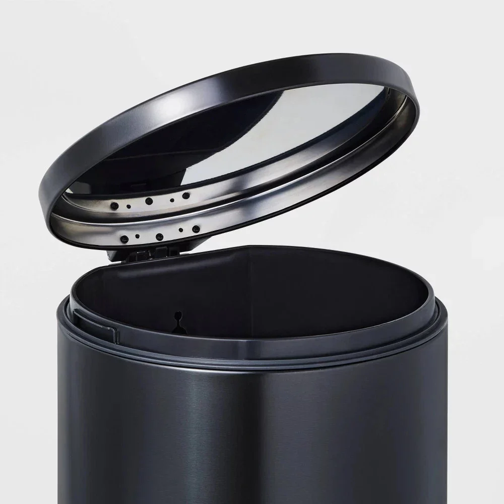 Round Step Trash Can Black - Image 2