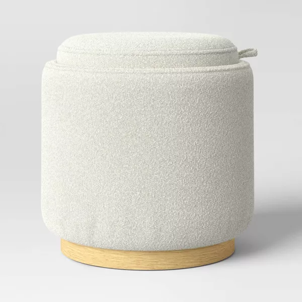 Round Upholstered Storage Ottoman - Image 3