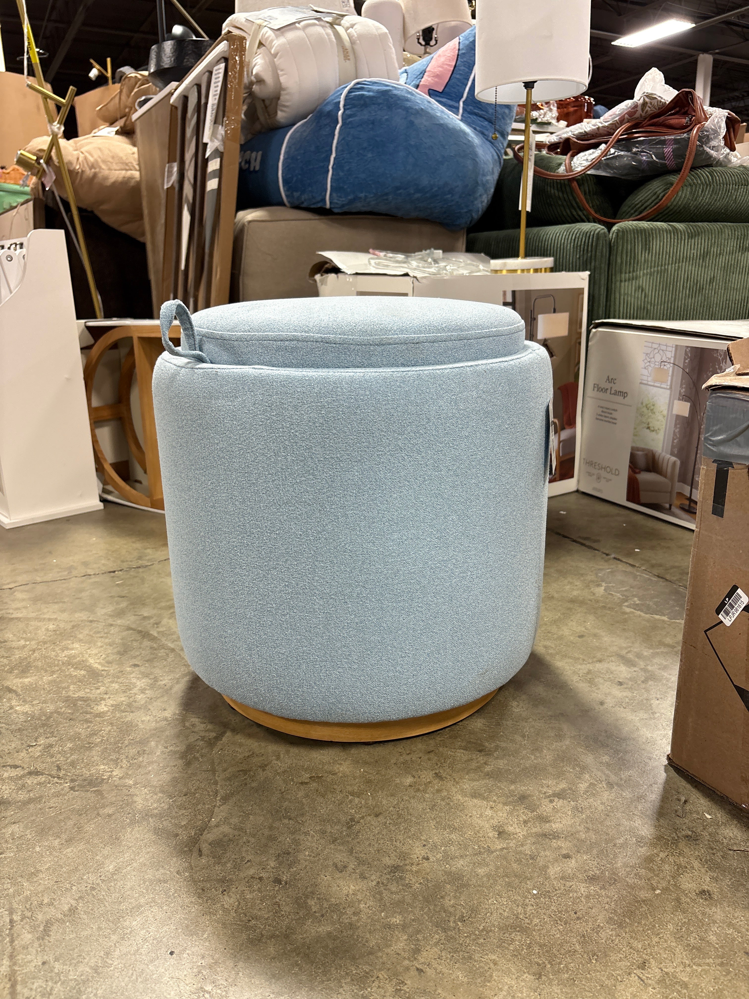 Round Upholstered Storage Ottoman Blue - Room Essentials™ SHOWROOM ITEM - Image 2