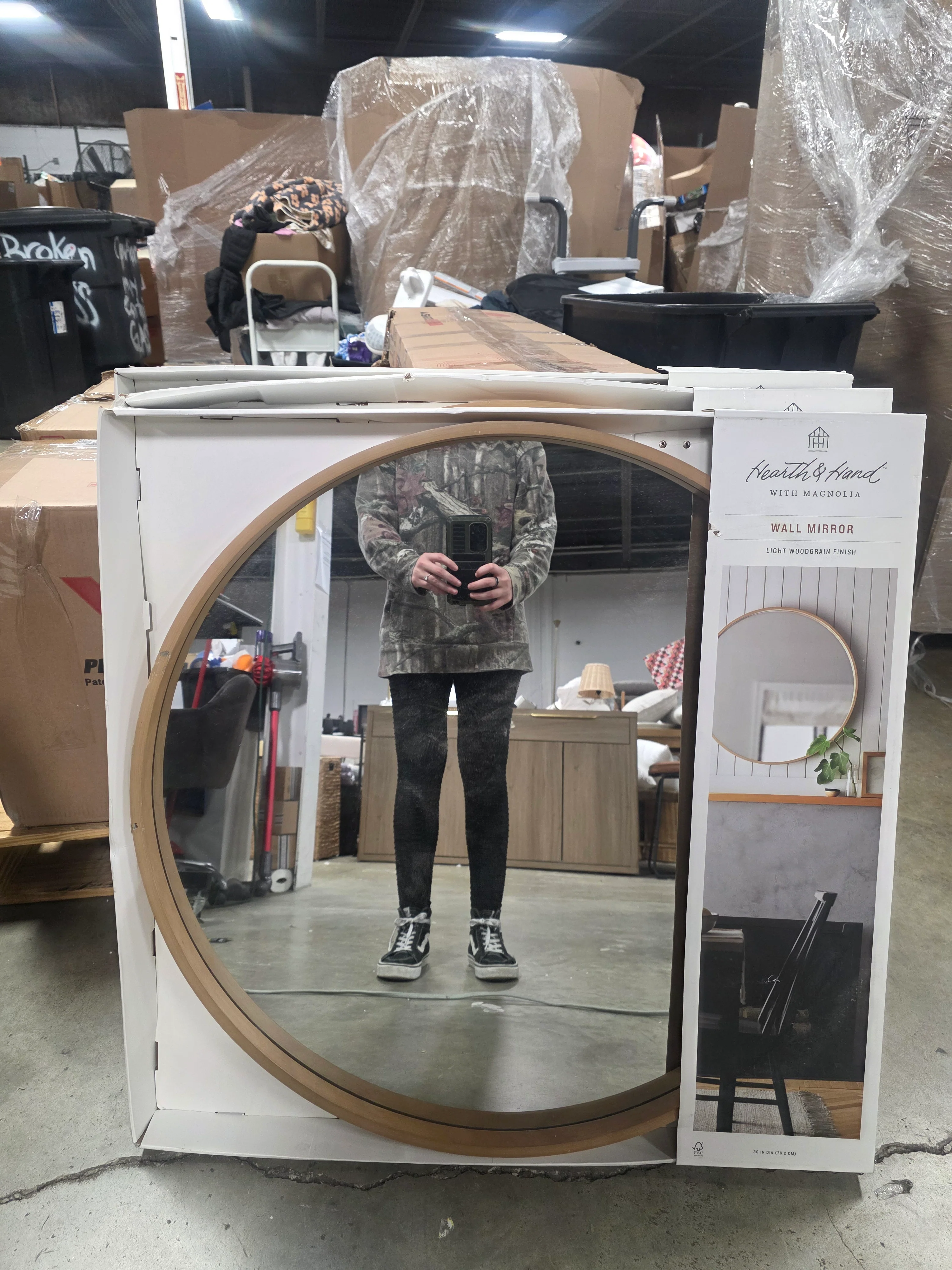 Round Wood Framed Wall Mirror, final cut - Image 6