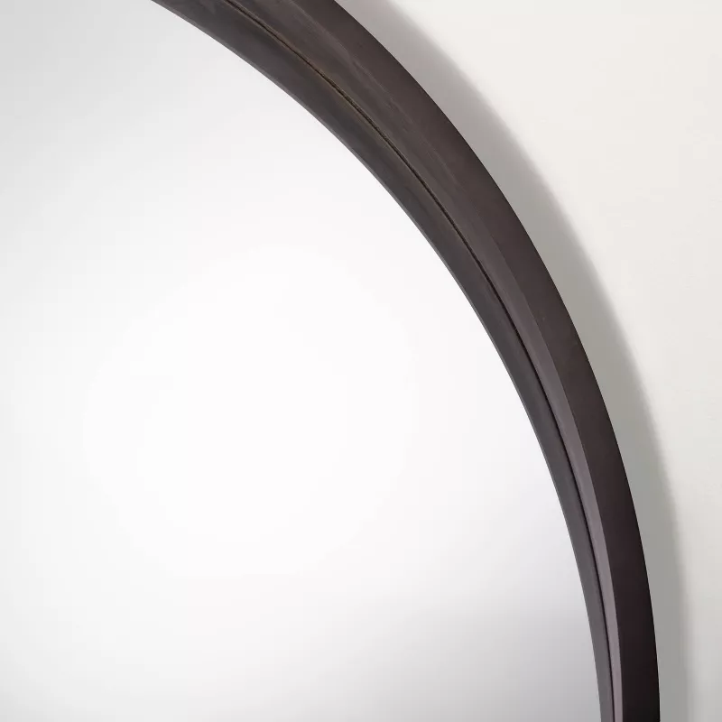 Round Wood Framed Wall Mirror - Image 3