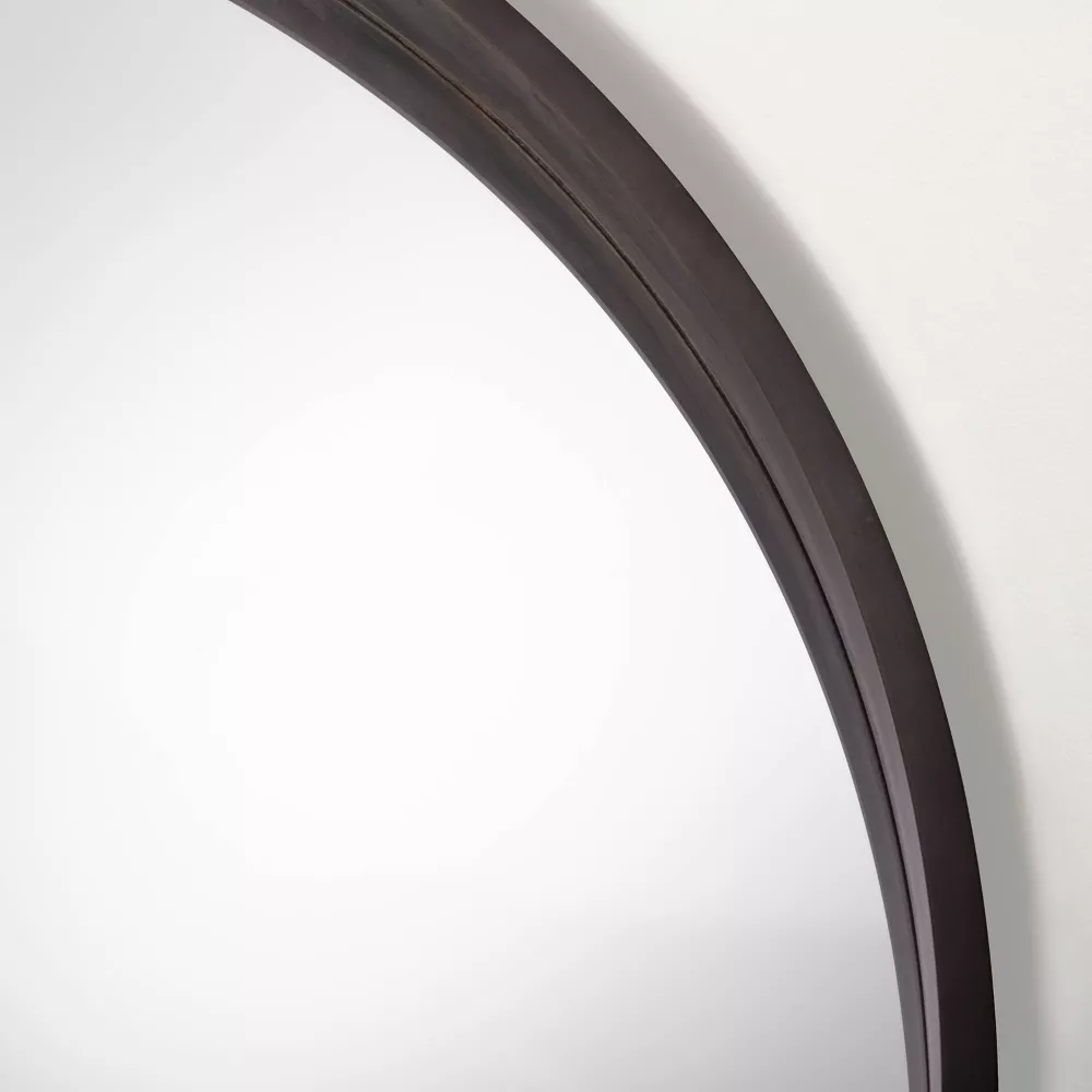 Round Wood Framed Wall Mirror - Image 2