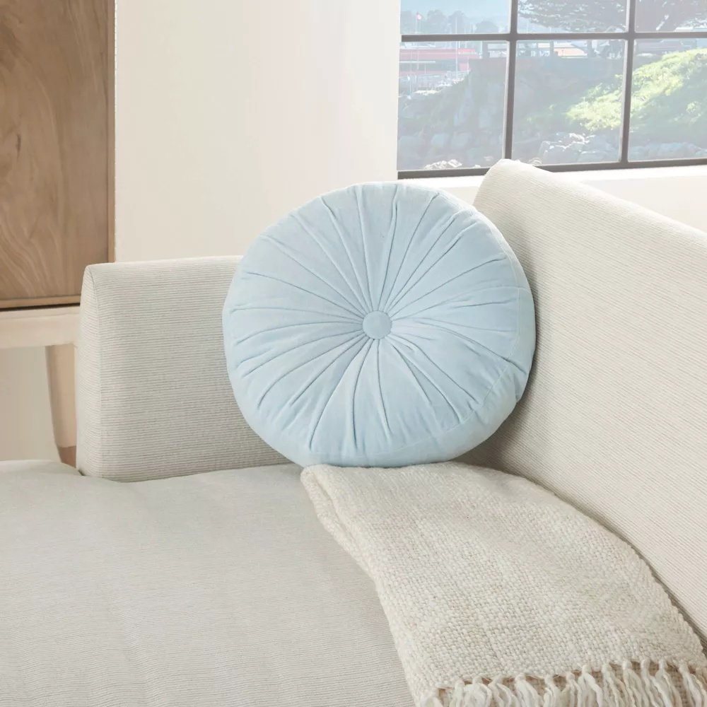 Ruched Velvet Round Throw Pillow Set of 2 - Image 5