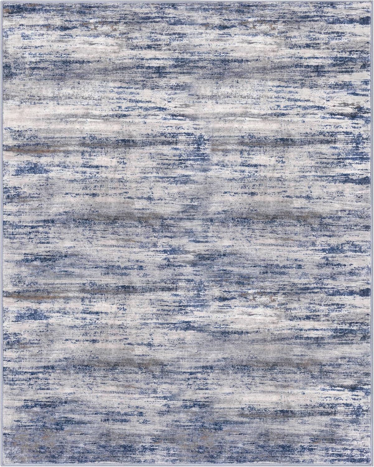 Rugs for Living Room 8x10 Modern Ombre Living Room Area Rug, Washable Large Thin Rugs Non-Slip Soft Striped Rug for Bedroom, Print Grey-Blue Abstract Carpet for Laundry/Kid Room