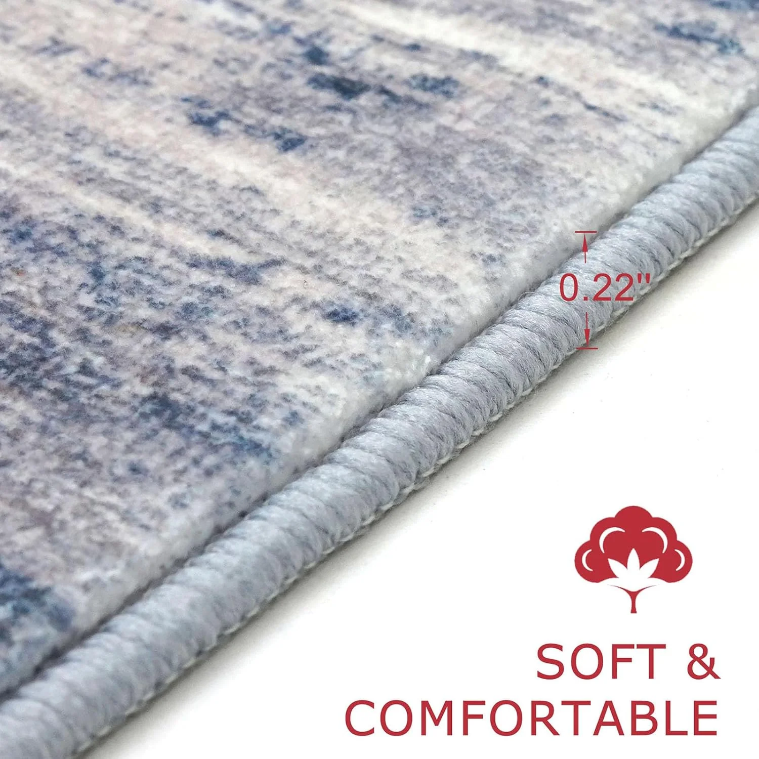 Rugs for Living Room 8x10 Modern Ombre Living Room Area Rug, Washable Large Thin Rugs Non-Slip Soft Striped Rug for Bedroom, Print Grey-Blue Abstract Carpet for Laundry/Kid Room - Image 5