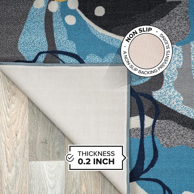 Modern Large Floral Non-Slip (Non-Skid) Runner Rug 2' x 10' - Image 5