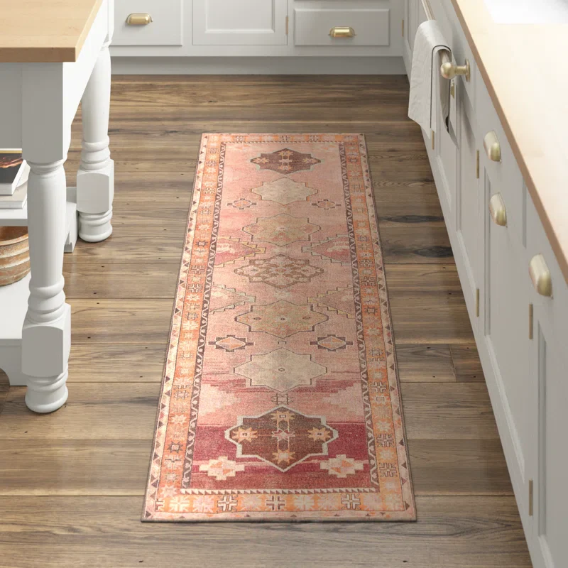 Runner Washable Performance Orange/Pink/Brown Rug 3'x10' - Image 4