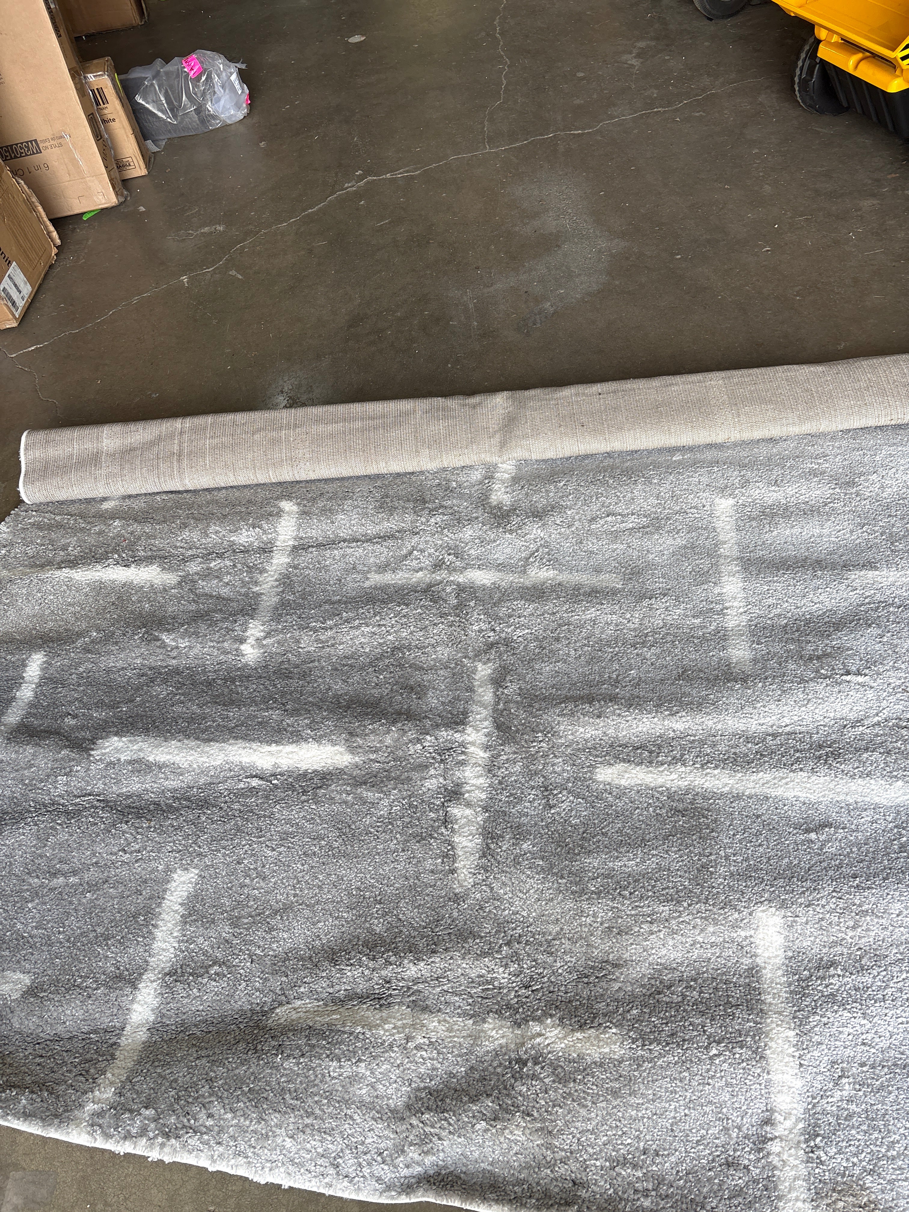 Rustem Grey White Dashes Medium-Pile Soft Shag Indoor Area Rug 7'10" x 10'6" - Image 8