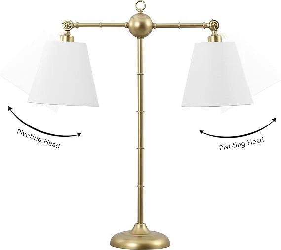 Ruth 2-Light Library Metal LED Table Lamp Contemporary Bedside Desk Nightstand Lamp, Gold Leaf - Image 2