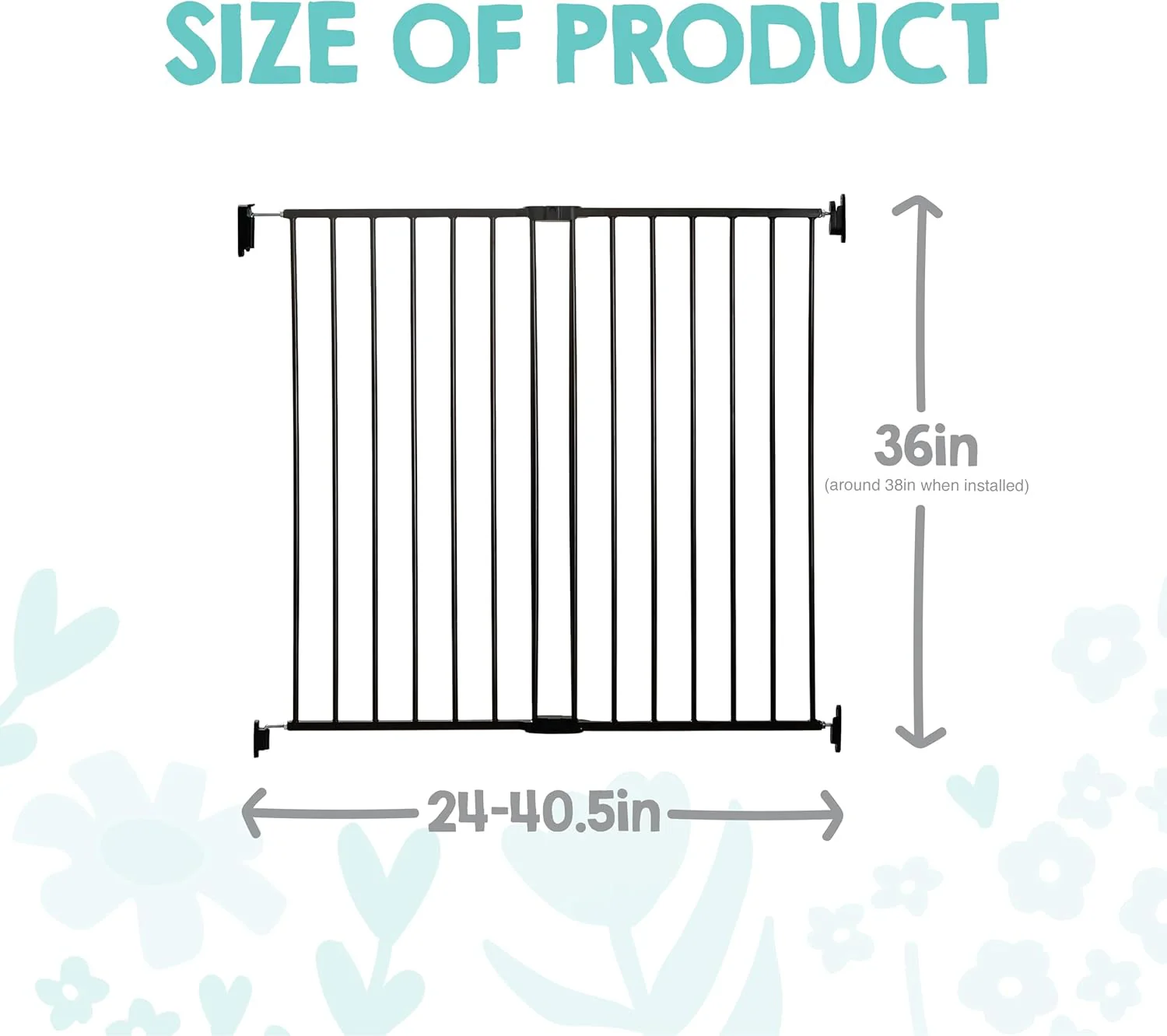 Extra Tall Easy Swing Baby Gate for Stairs & Hallways, Black - Image 4