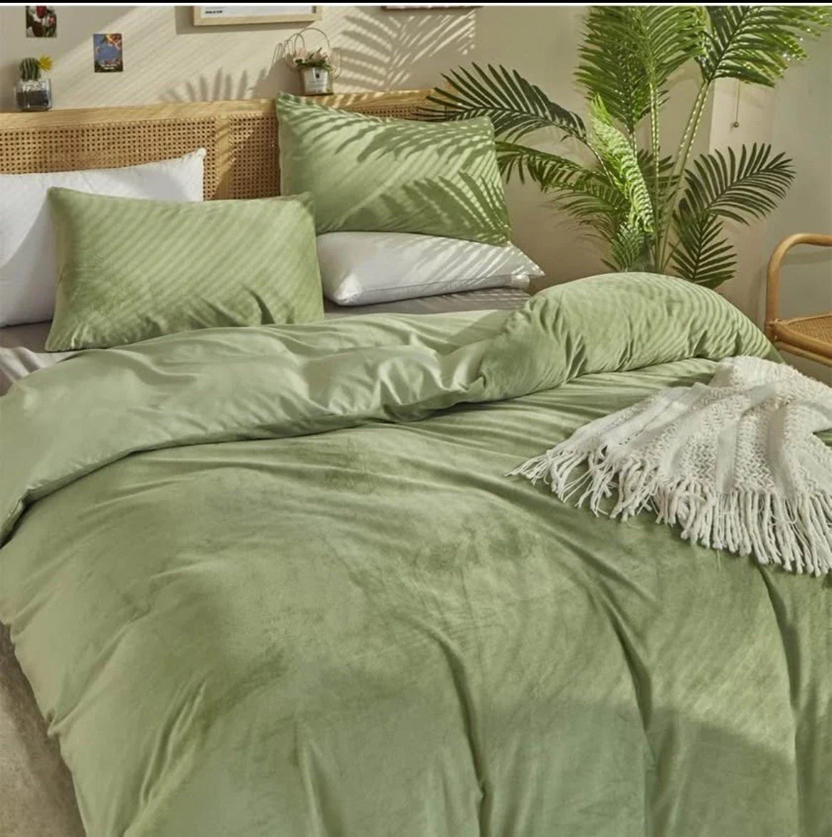 Sage Green Velvet King COMFORTER ONLY - Image 2
