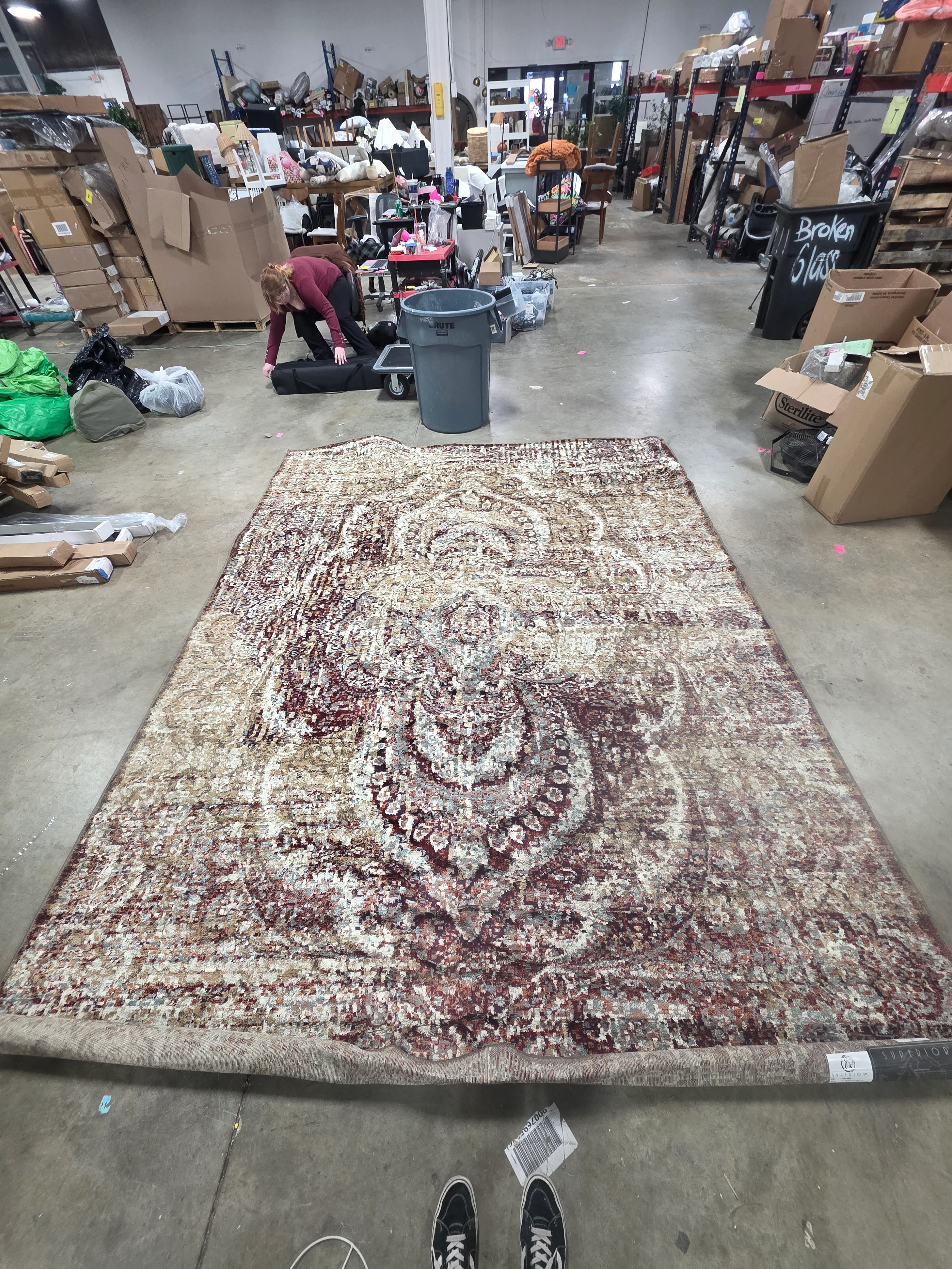 Salford Maroon Floral Medallion Abstract Polypropylene Area Rug 9x12 - Image 5