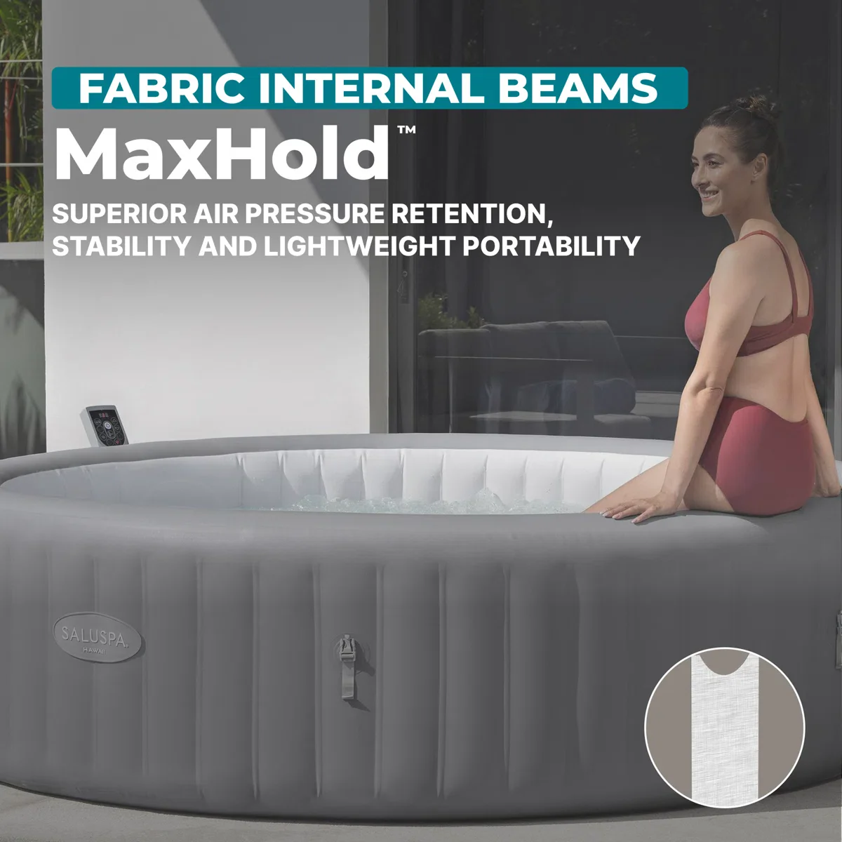 SaluSpa Hawaii Smart AirJet Inflatable Hot Tub with EnergySense Cover - Image 3