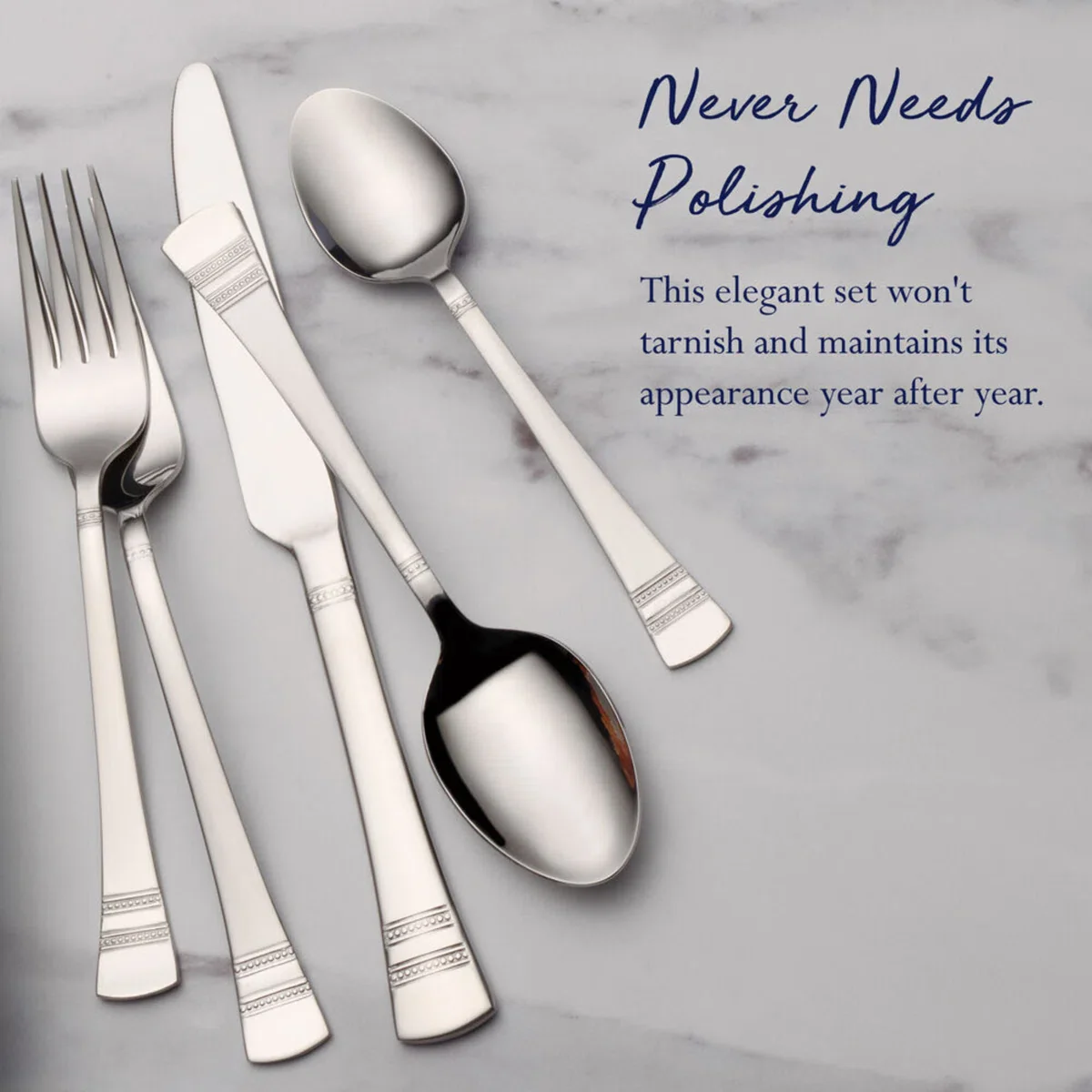 Sapphire Bay 20-Piece Stainless Steel Flatware Set - Image 2
