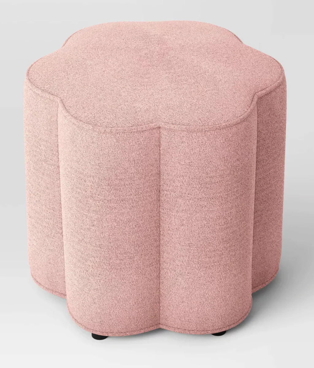 Scalloped Upholstered Ottoman Pink - Room Essentials™ SHOWROOM ITEM