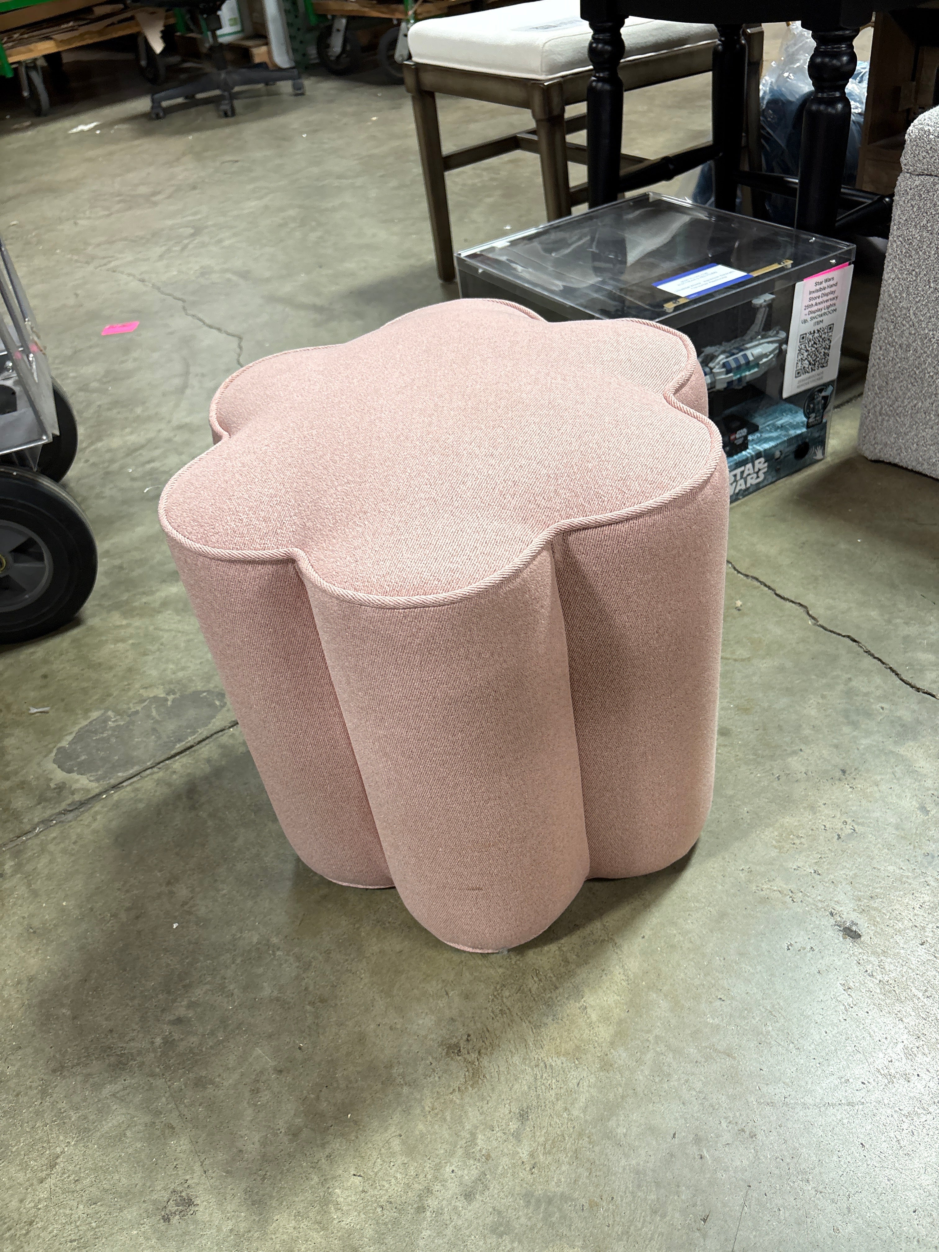 Scalloped Upholstered Ottoman Pink - Room Essentials™ SHOWROOM ITEM - Image 2