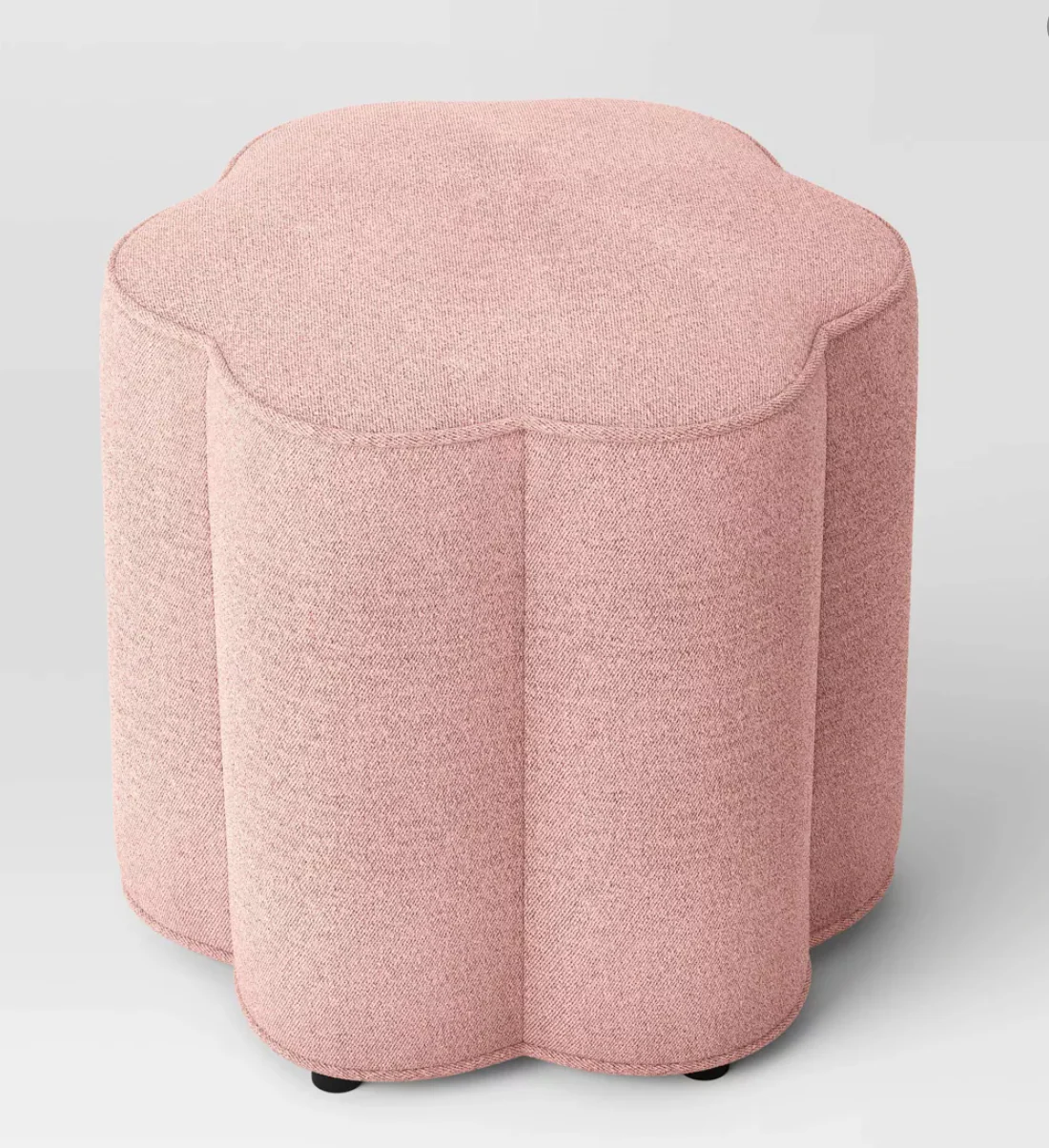 Scalloped Upholstered Ottoman Pink SHOWROOM ITEM