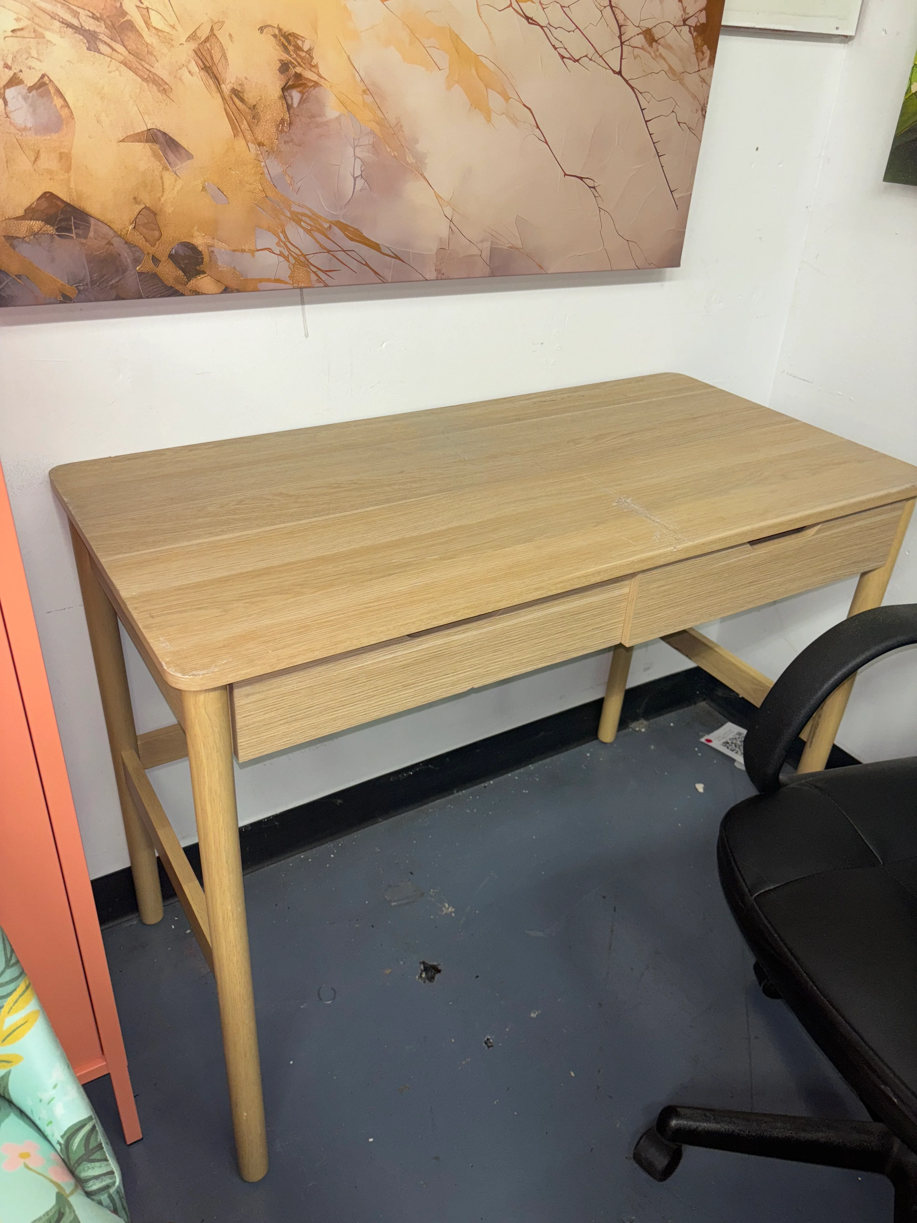 Scandi Desk with Drawers Natural SHOWROOM ITEM - Image 2