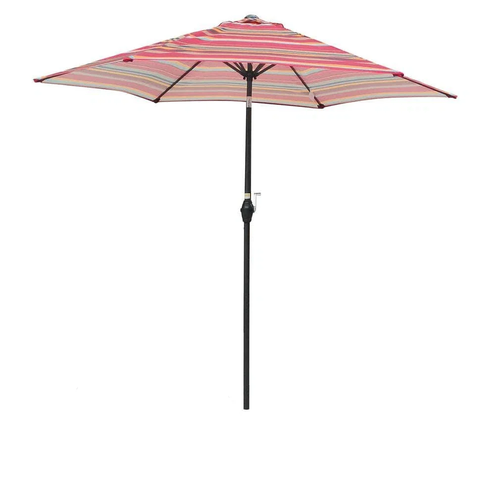 Serga Patio Market Umbrella With Tilt And Crank Red Stripes