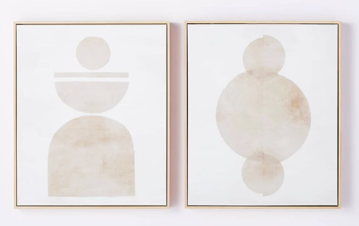(Set of 2) 20" x 24" Abstract Shapes Framed Canvas Brown - Threshold™ designed with Studio McGee SHOWROOM ITEM