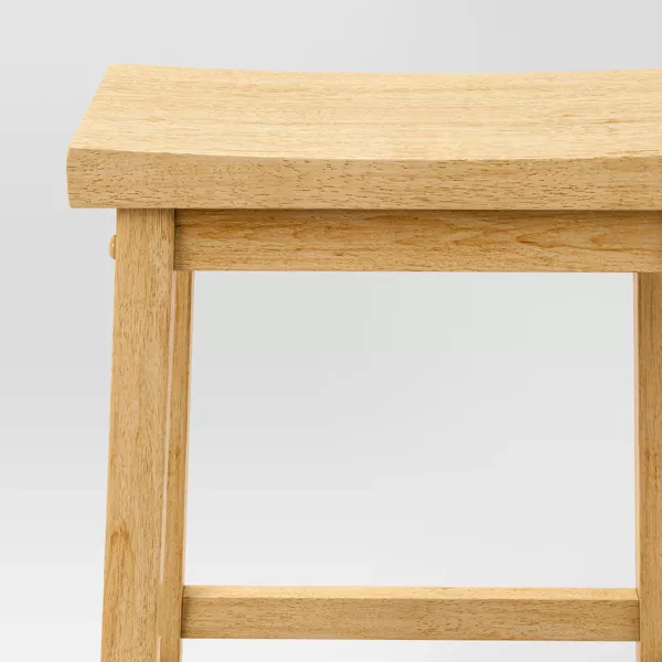 Set of 2 Solid Wood Backless Saddle Counter Height Barstools - Image 3