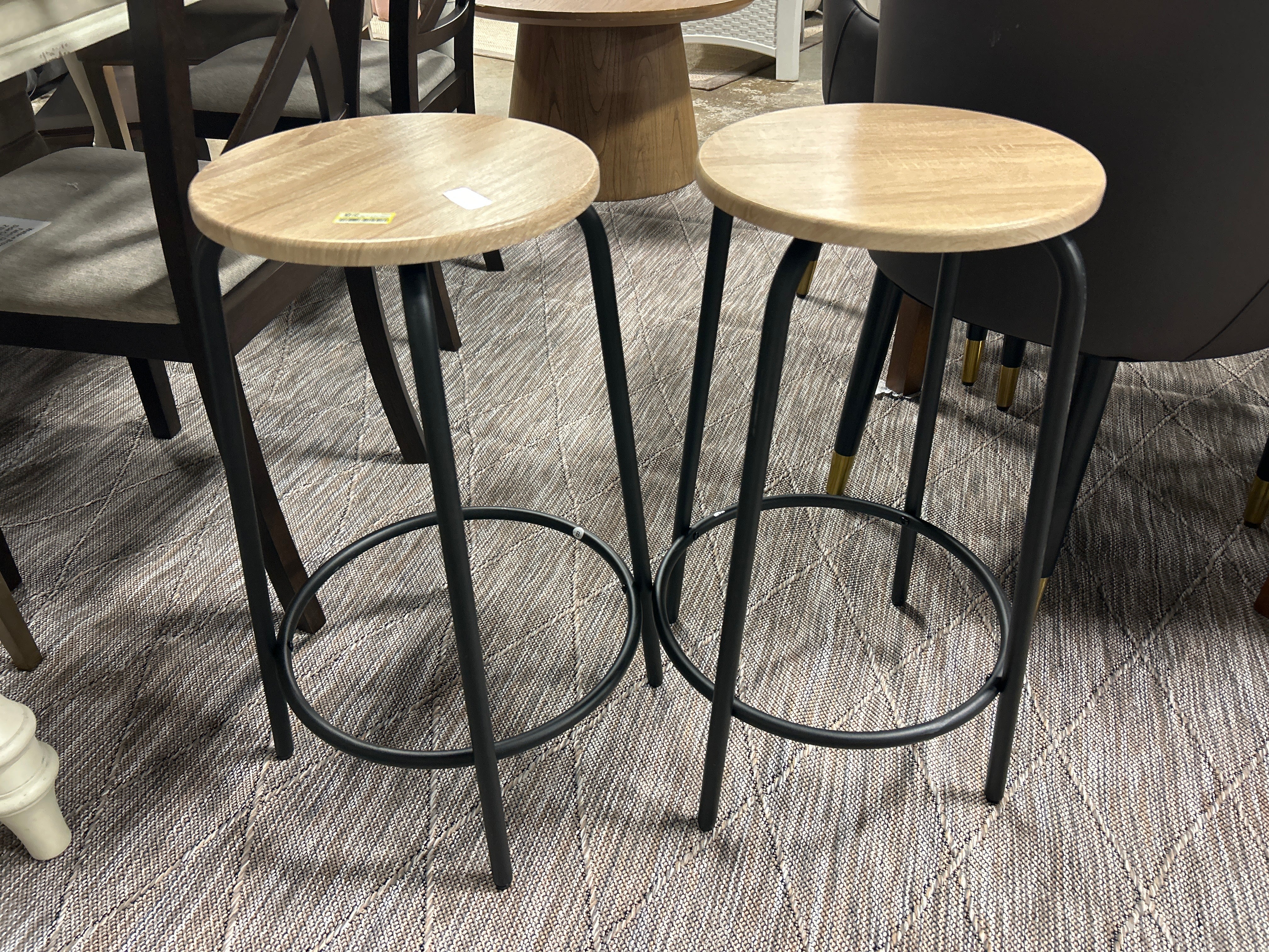 Set of 2 24" Wood and Metal Base Backless Counter Height Barstool Stool with Footrest Natural - Room Essentials™ SHOWROOM ITEM - Image 2