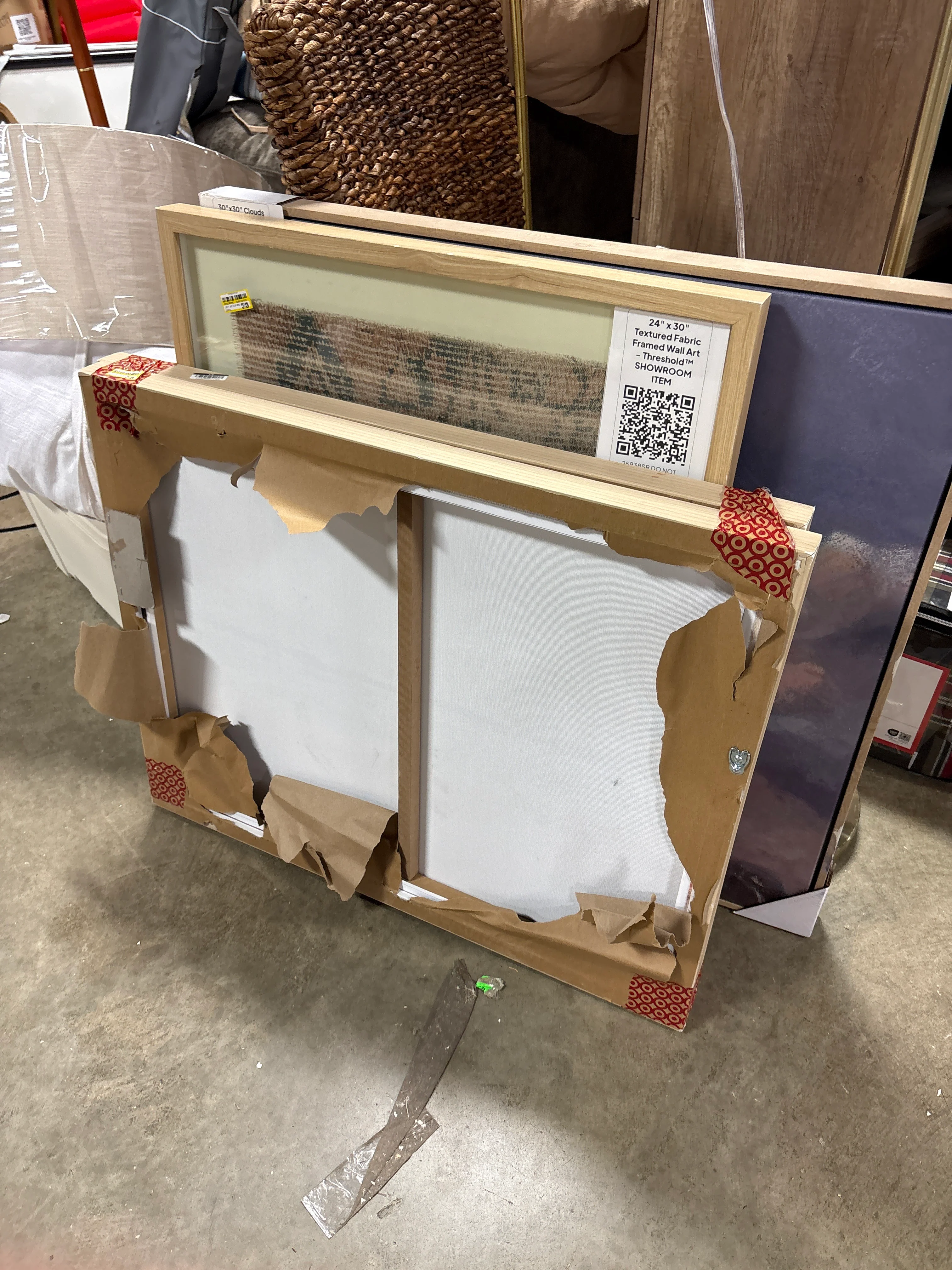 (Set of 2) 24" x 30" Faded Landscape Framed Wall Canvases Natural - Threshold™: Polystyrene Frame, Blockprint Art SHOWROOM ITEM - Image 2