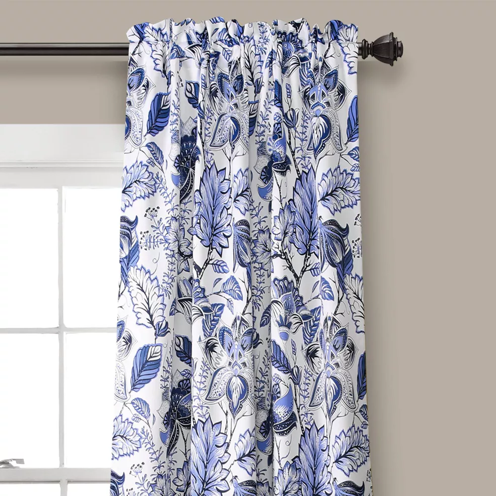 Set of 2 Cynthia Jacobean Room Darkening Window Kids' Curtain Blue - Image 4