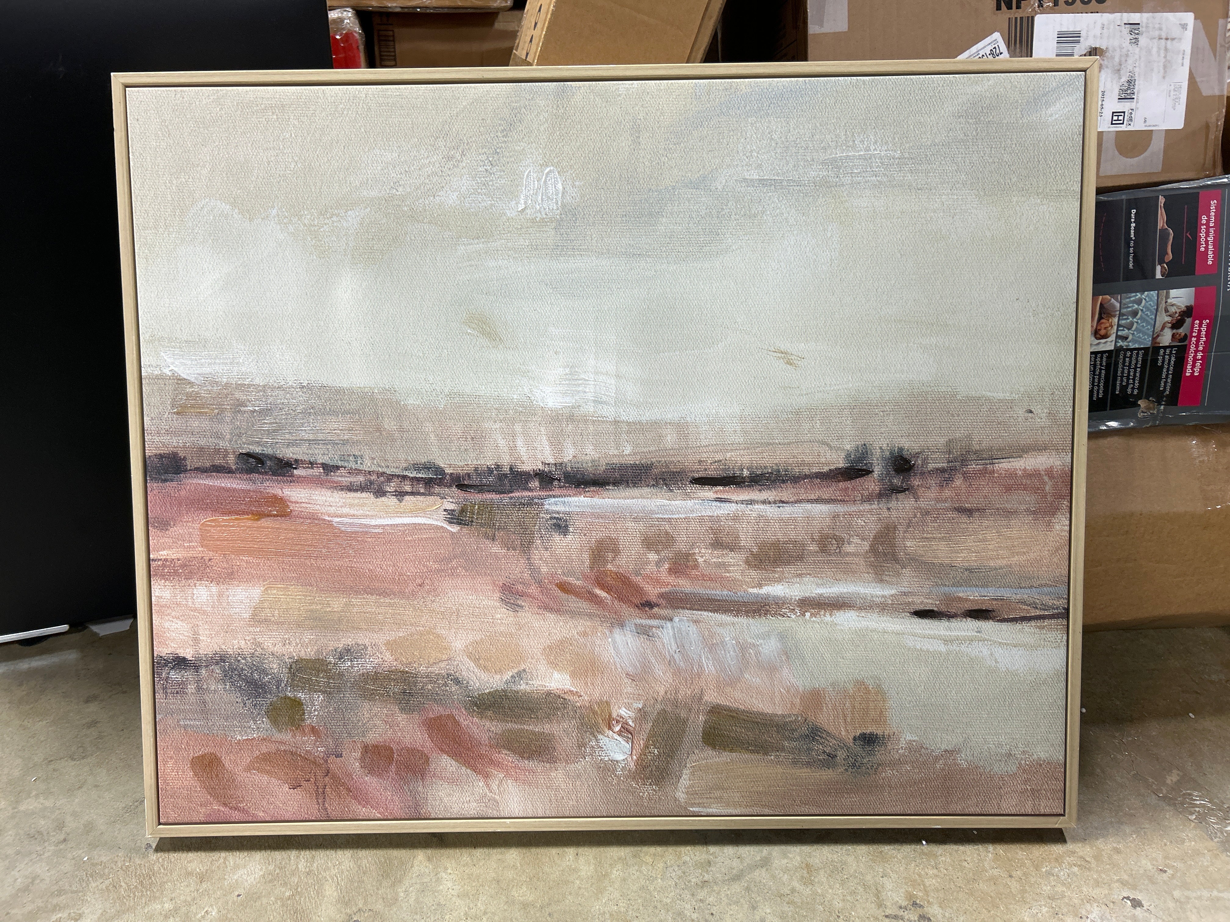 (Set of 2) Faded Landscape Framed Wall Canvases Natural - Image 7