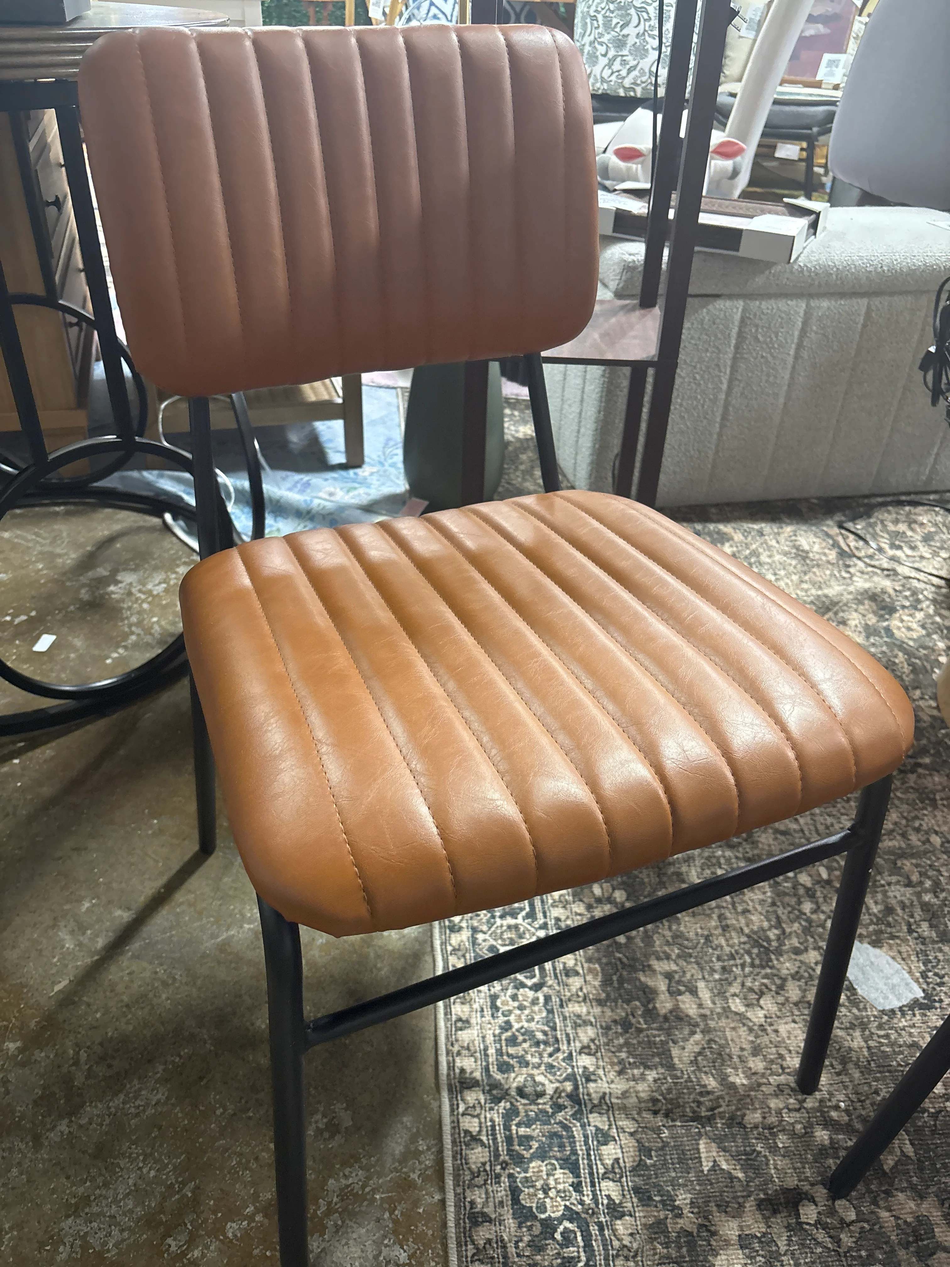 (Set of 2) Faux Leather Modern Mid-Century Dining Chairs SHOWROOM ITEM - Image 3