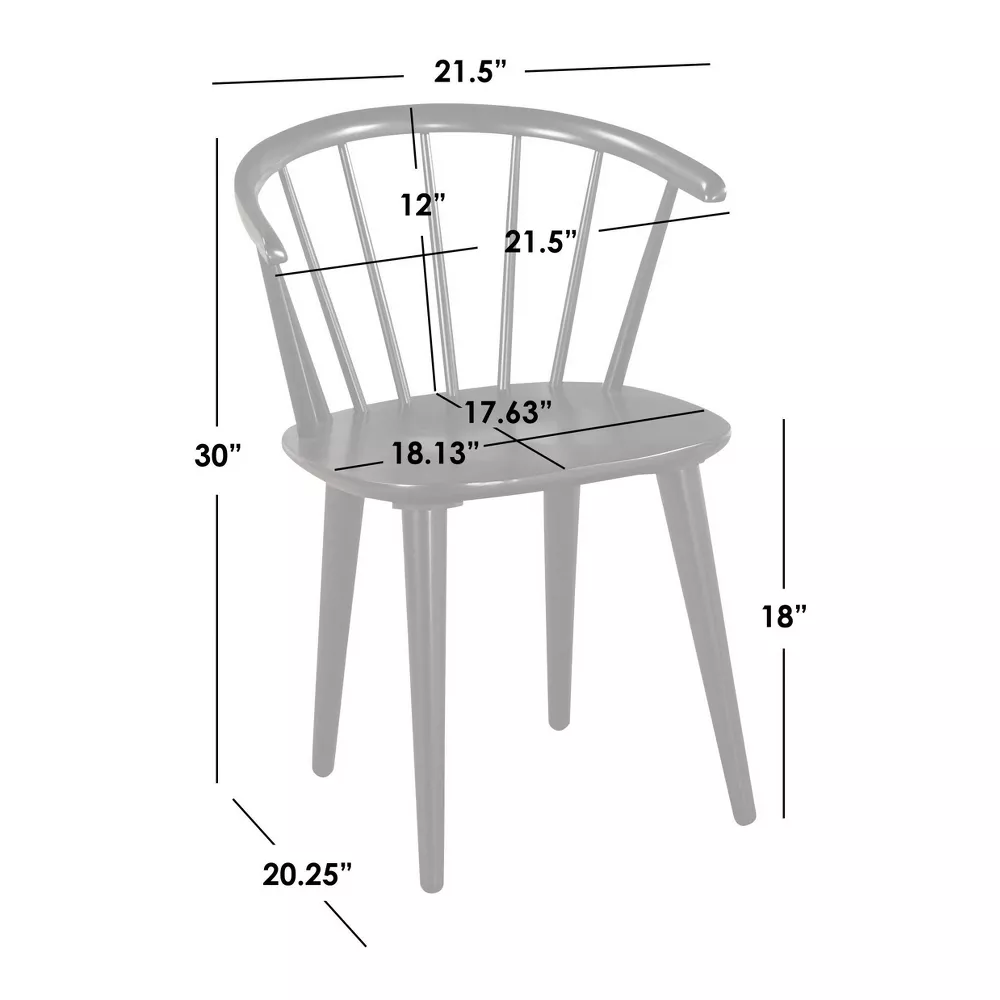 Set of 2 Florence Farmhouse Curved Back Solid Wood Spindle Dining Chairs Black - Image 4