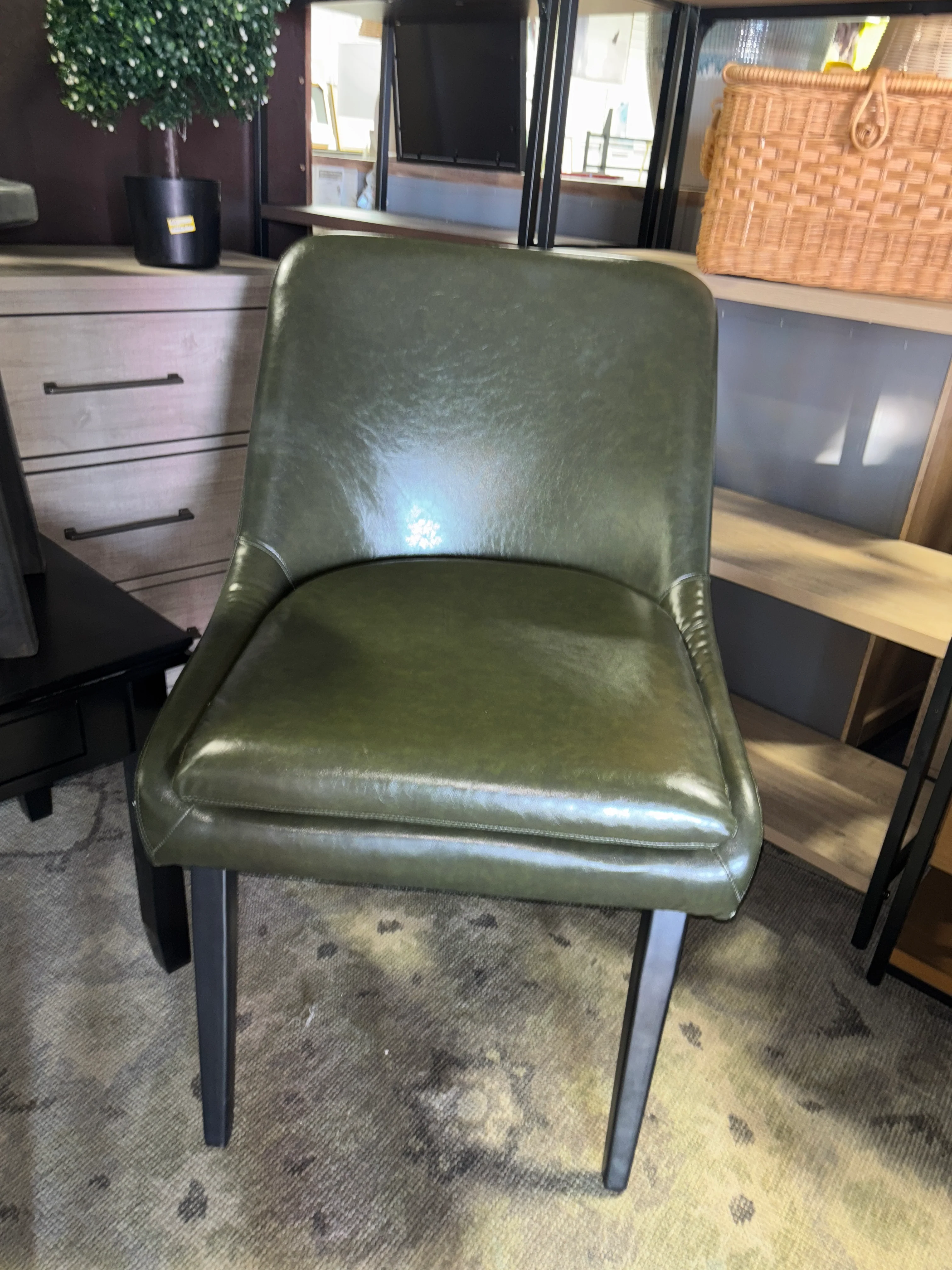 (Set of 2) Green Faux Leather Side Chair SHOWROOM ITEM - Image 3