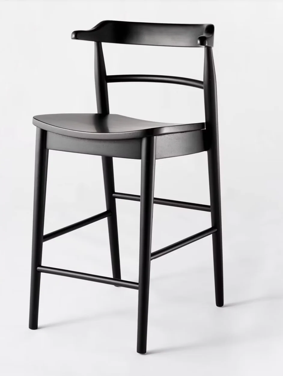 SET OF 2 Kaysville Curved Back Wood Counter Height Barstool SHOWROOM ITEM