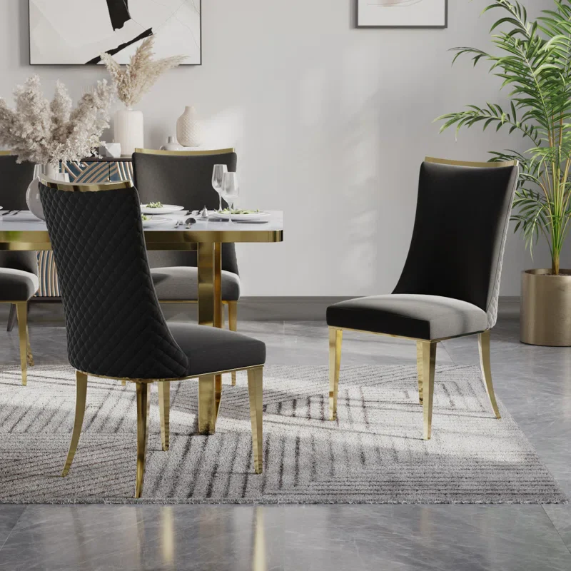 (Set of 2) Kikuyo 18.1'' H Velvet Upholstered Side Chair SHOWROOM ITEM