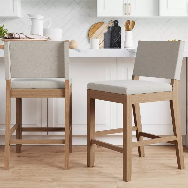 Set of 2 Linus Barstools Beige/Light Brown - Image 3