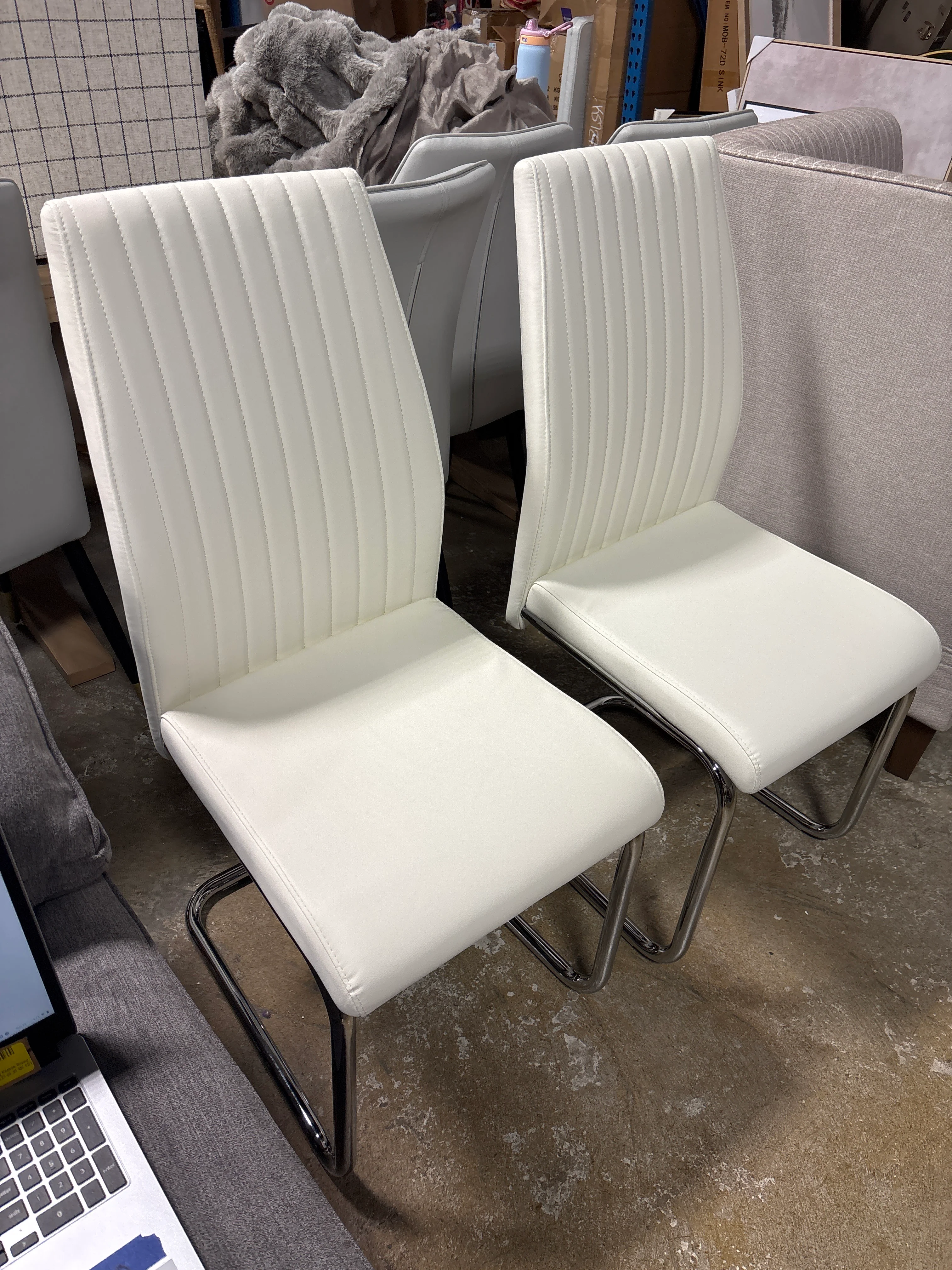 (Set of 2) Modern Padded Faux Leather & Chrome Leg Kitchen Dining Chairs SHOWROOM ITEM - Image 3