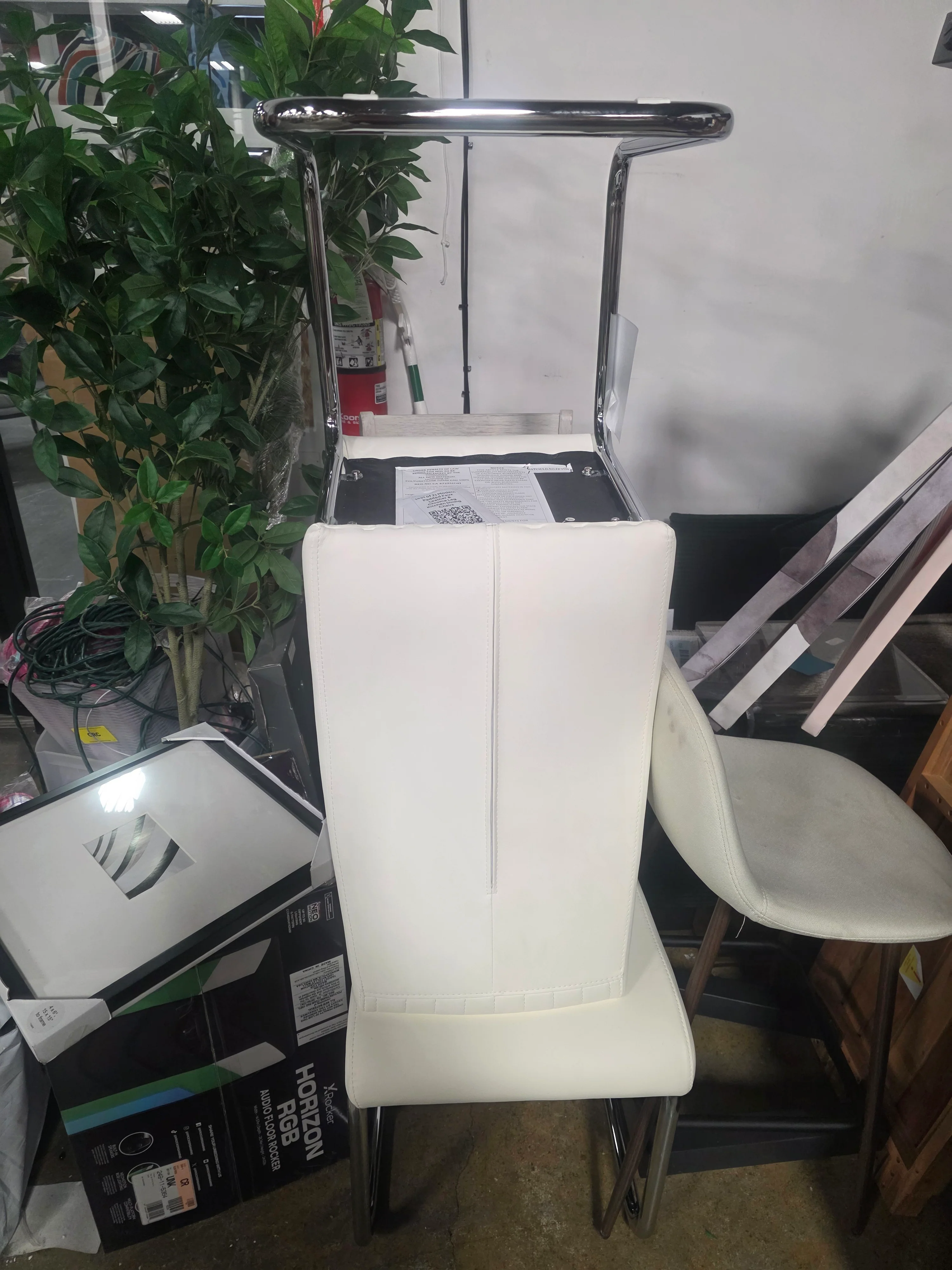 Set of 2 Modern White and Metal Dining Chairs - SHOWROOM ITEM 