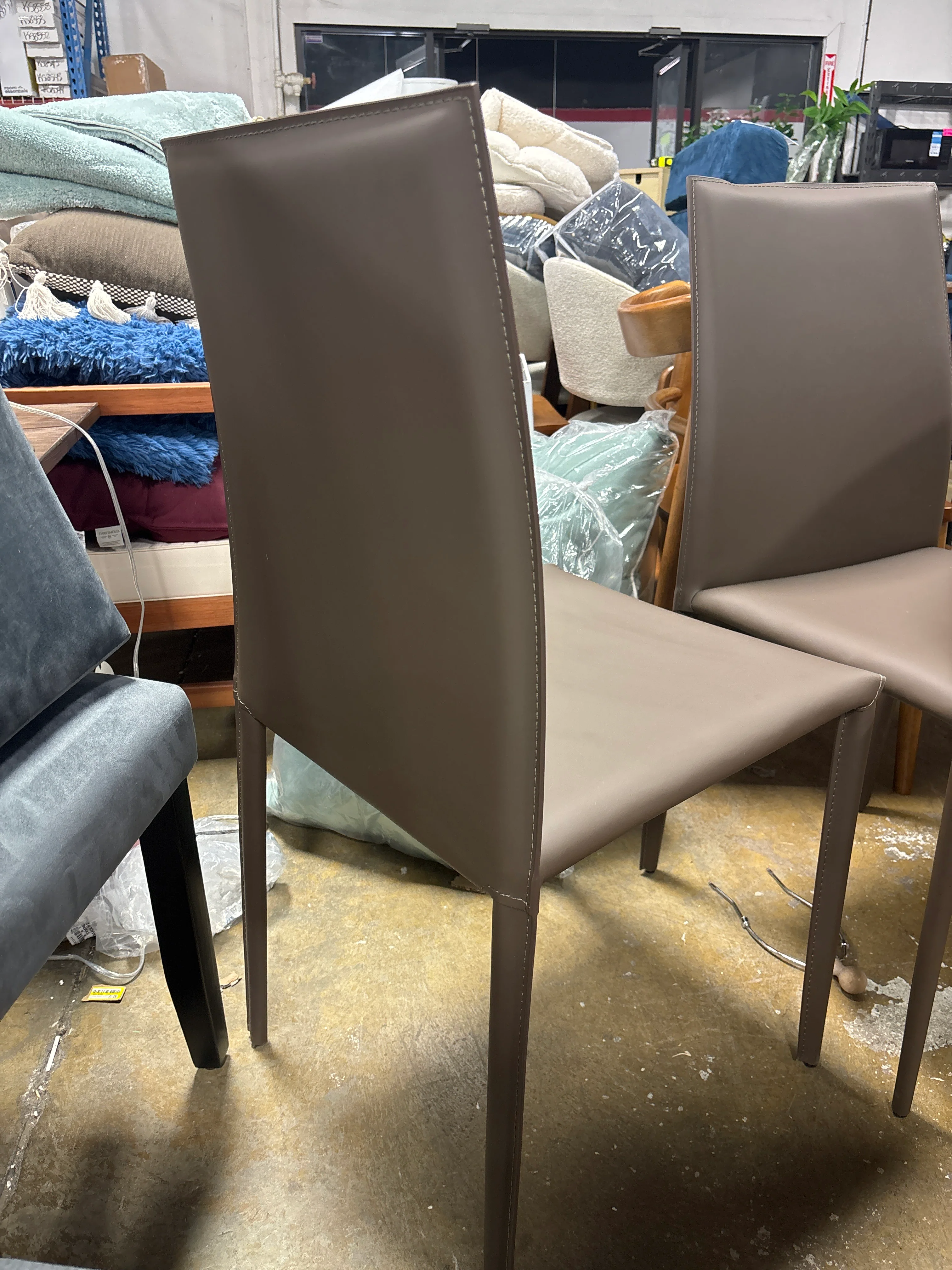 (SET OF 2) Rockford Modern Bonded Leather Upholstered Dining Chairs - Taupe SHOWROOM ITEM - Image 3
