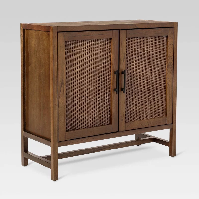 (Set of 2) Threshold Warwick 2-Door Cabinet Brown SHOWROOM ITEM