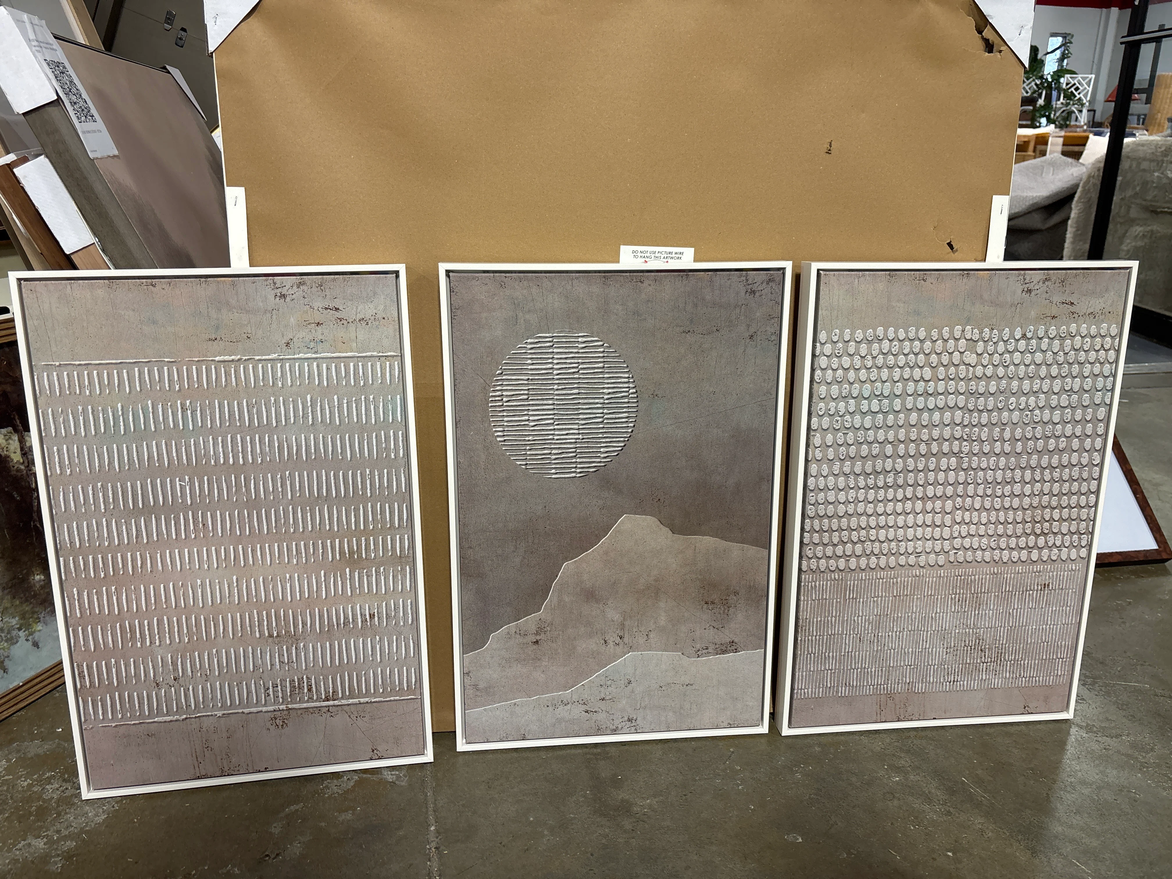 (Set of 3) 24"x48" Geometric Minimalist Brown Abstract Frame SHOWROOM ITEM - Image 5