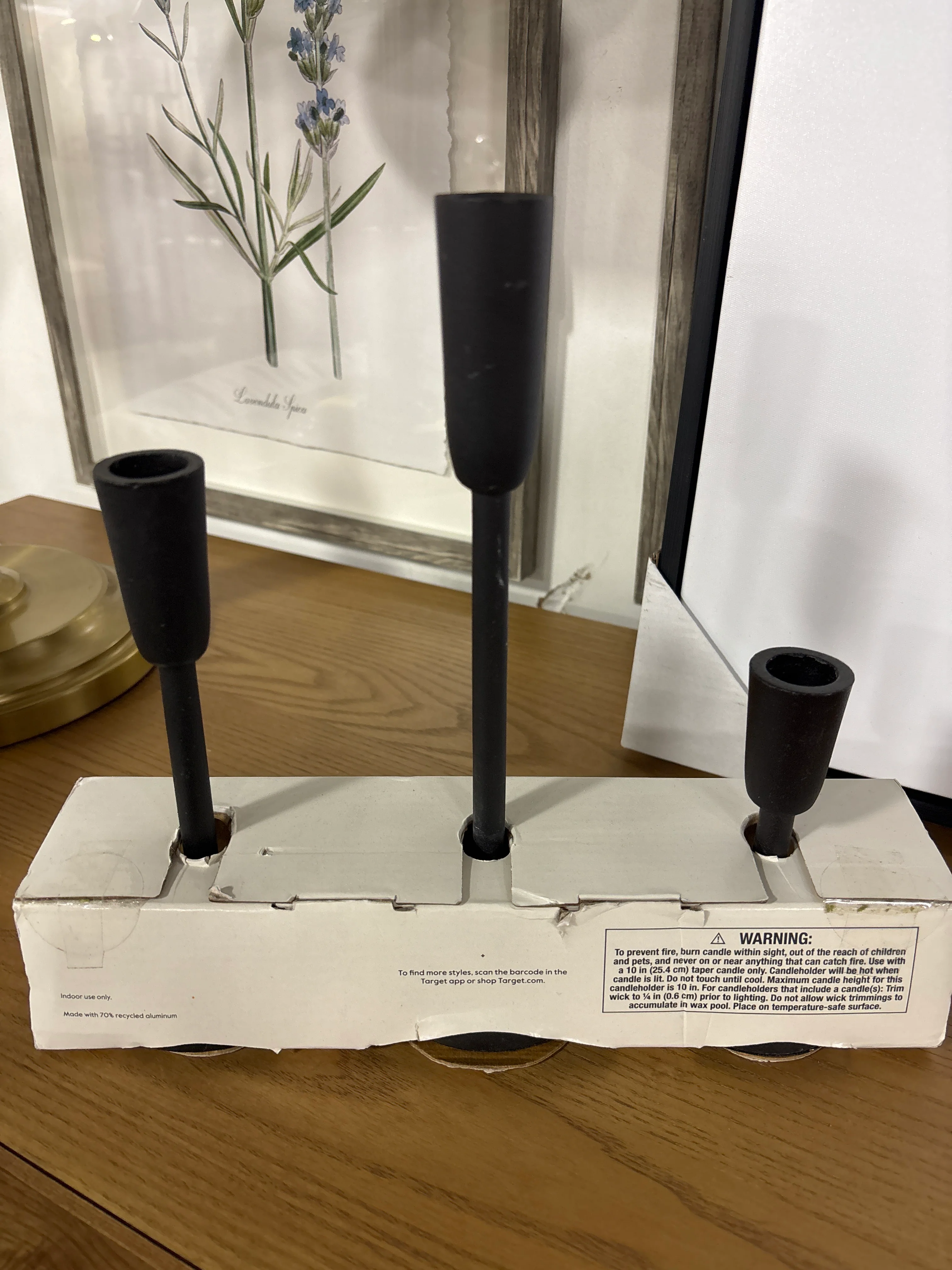 Set of 3 Aluminum Taper Holders Black SHOWROOM ITEM - Image 3