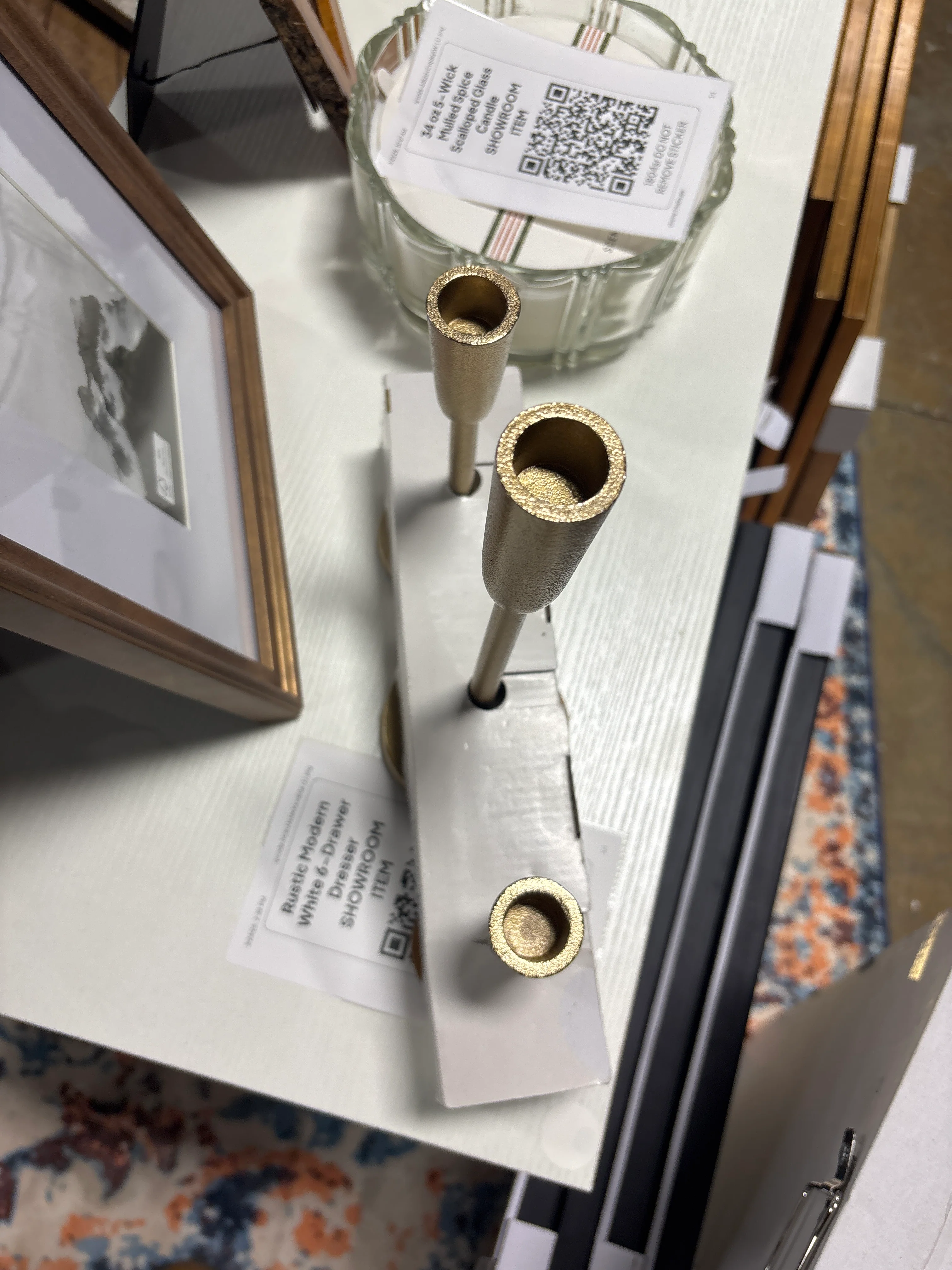 Set of 3 Aluminum Taper Holders Gold SHOWROOM ITEM - Image 4