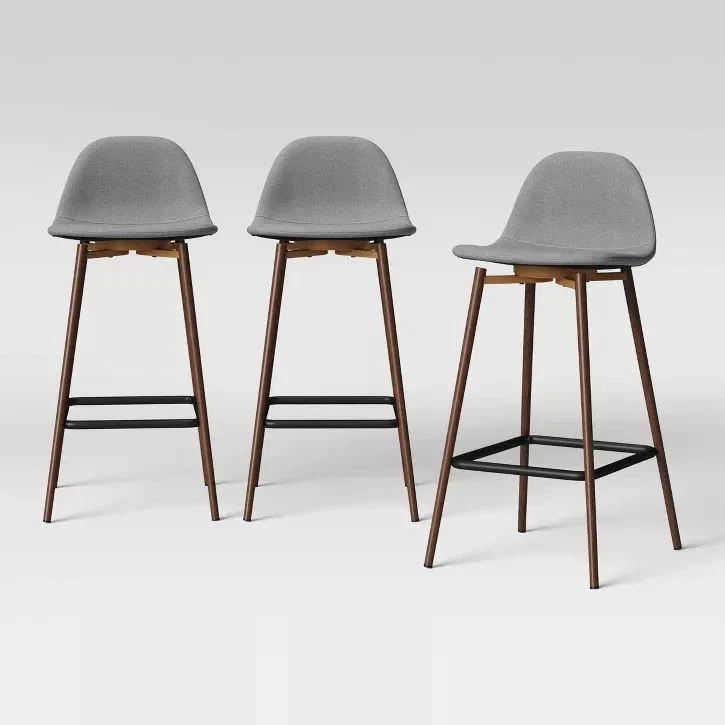 Set of 3 Copley Upholstered Counter Height Barstool- Light Gray, final cut - Image 4