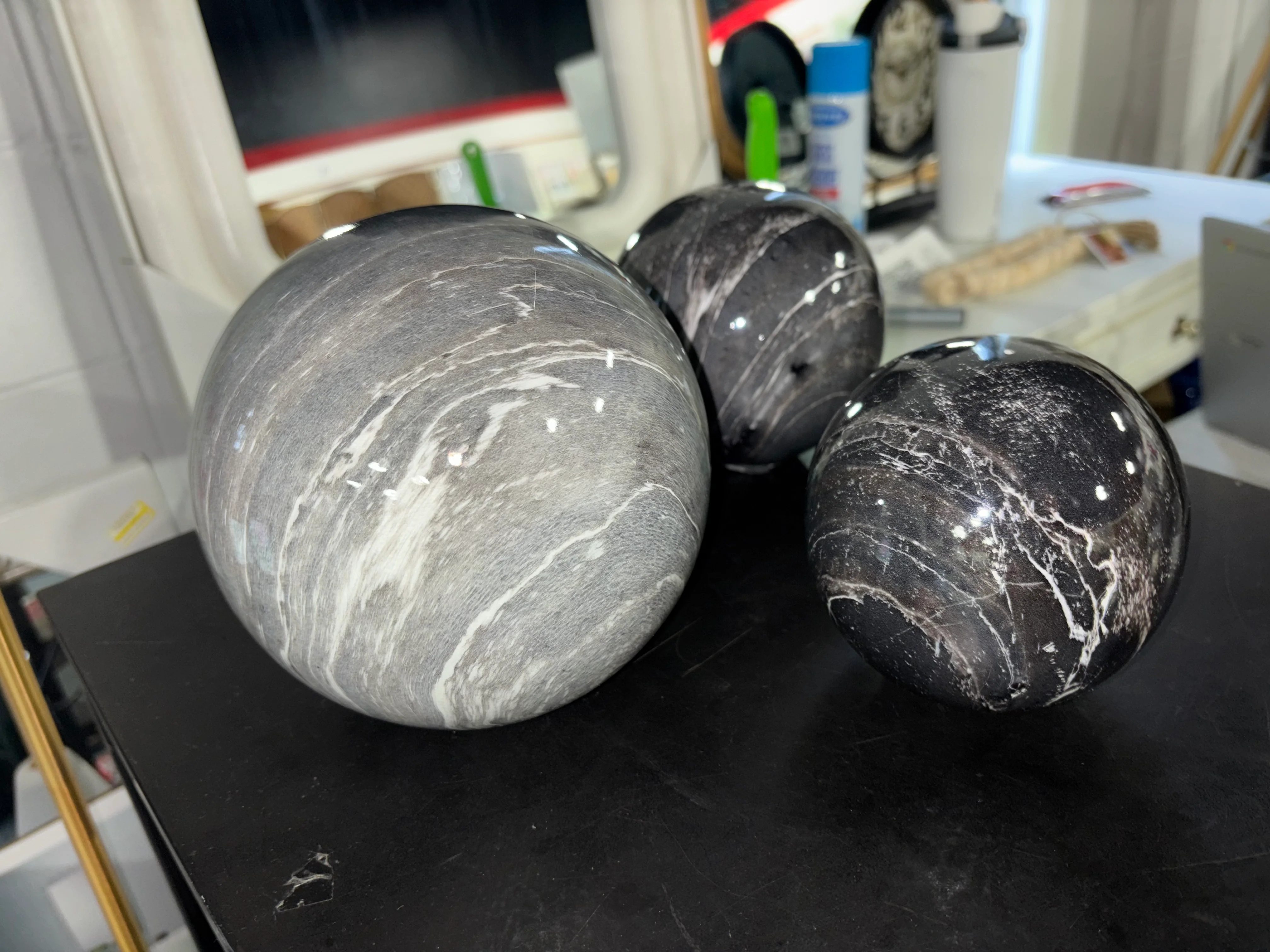 (Set of 3) Elegant Marble Inspired Orbs for Home Decor SHOWROOM ITEM - Image 3