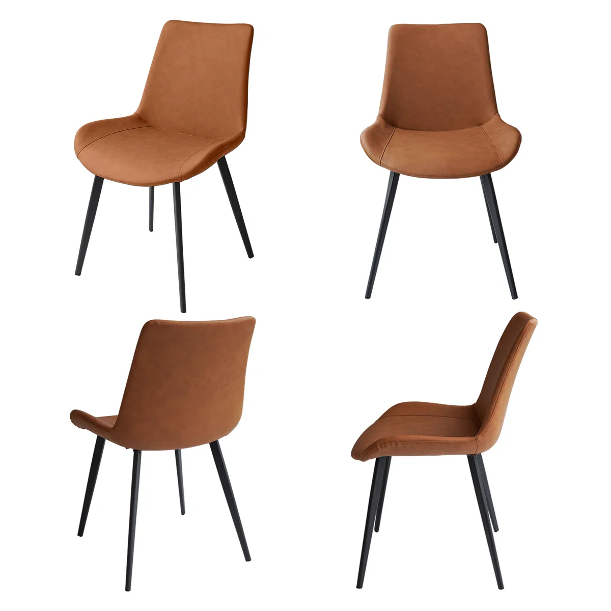 (Set of 4) 32.4"H Modern Upholstered Dining Chairs Brown SHOWROOM ITEM
