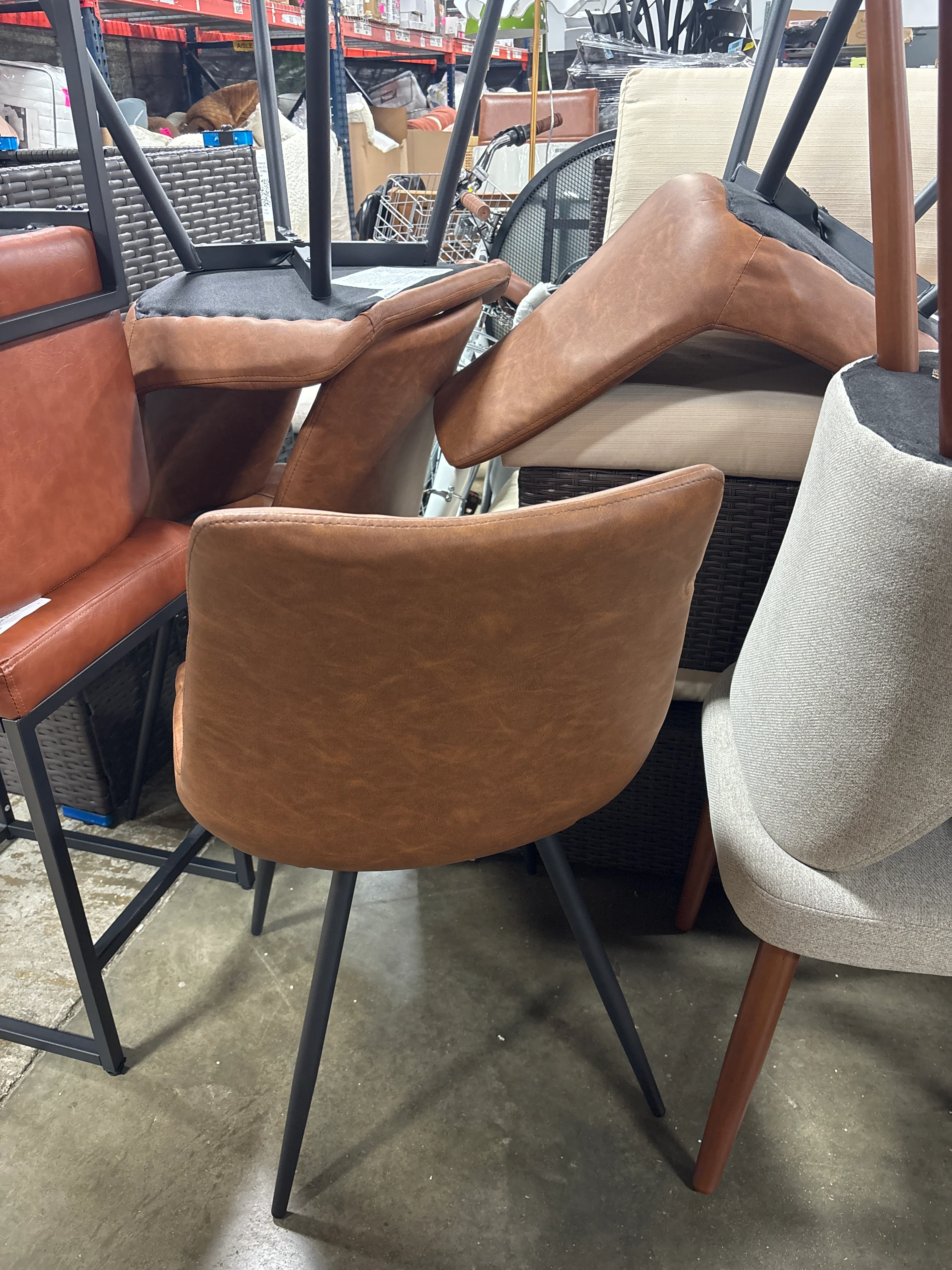 (Set of 4) 32.4"H Modern Upholstered Dining Chairs Brown SHOWROOM ITEM - Image 7